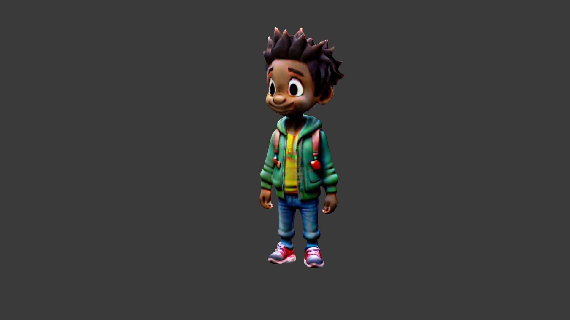 Kid Cartoon Character Low-poly 3D model_3