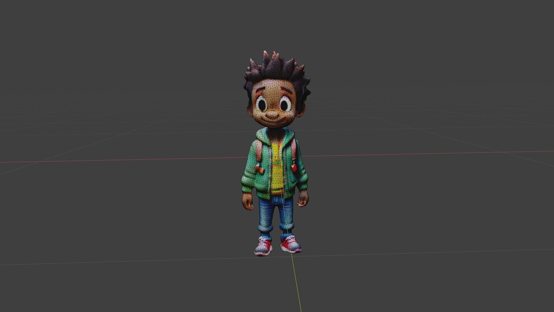 Kid Cartoon Character Low-poly 3D model_6