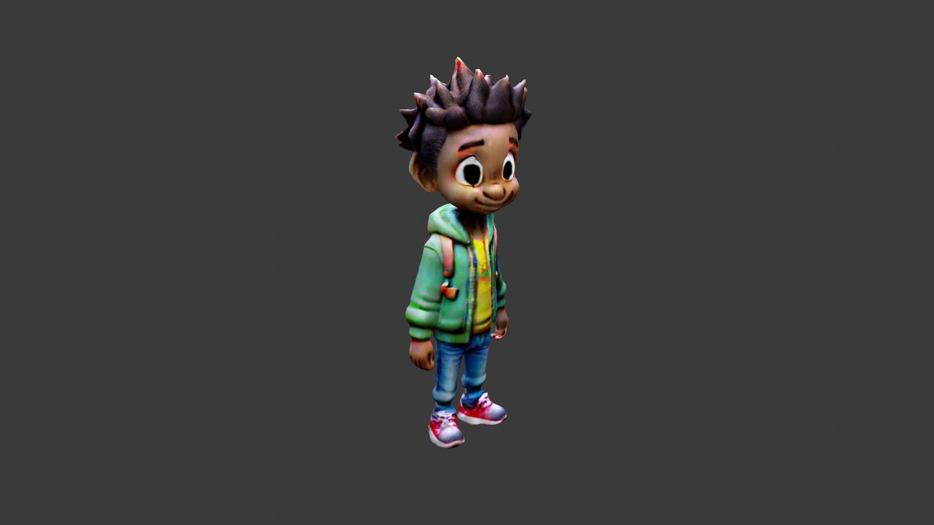 Kid Cartoon Character Low-poly 3D model_2