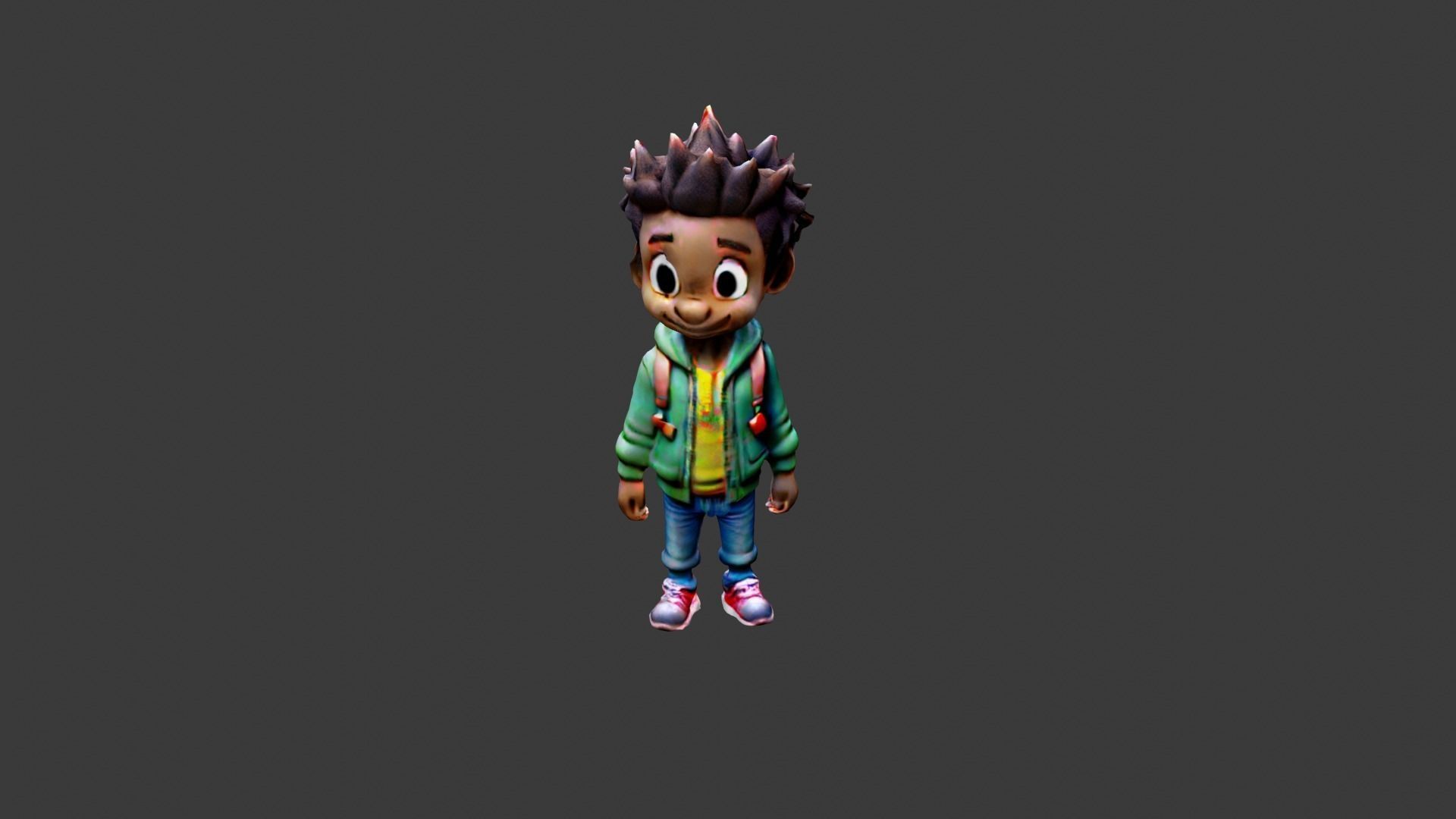 Kid Cartoon Character Low-poly 3D model_5