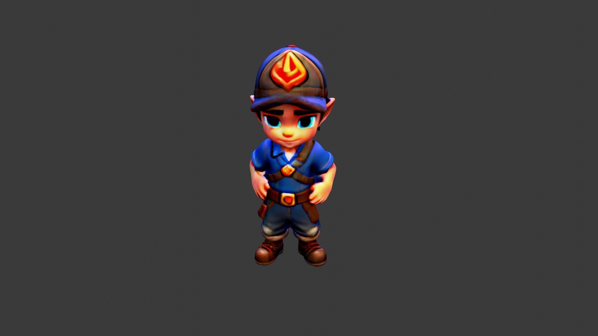 Kid Cartoon Character Low-poly 3D model_5