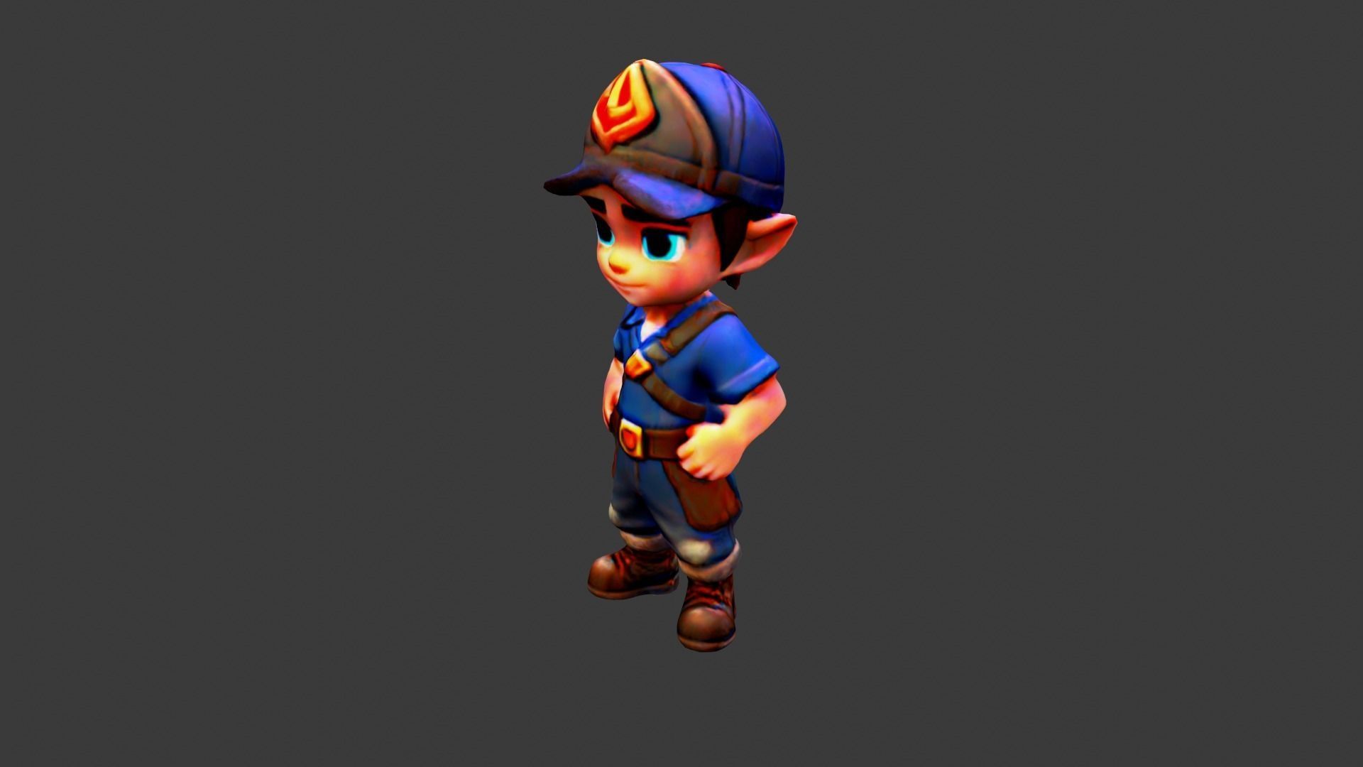Kid Cartoon Character Low-poly 3D model_2