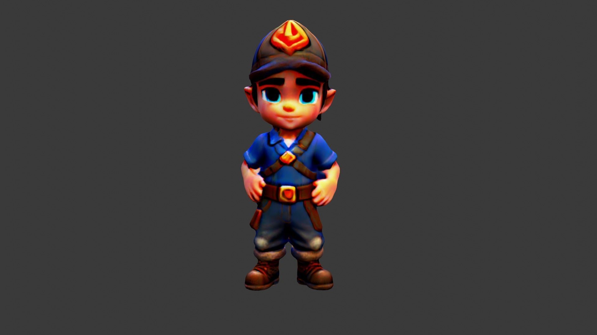 Kid Cartoon Character Low-poly 3D model_1