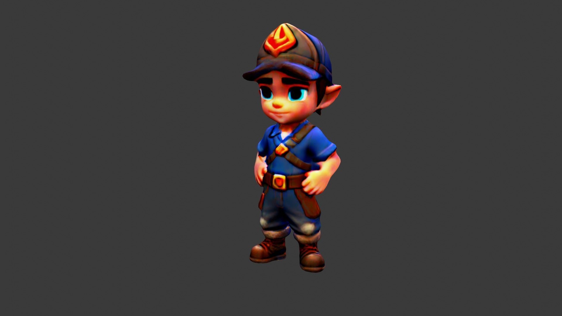 Kid Cartoon Character Low-poly 3D model_3