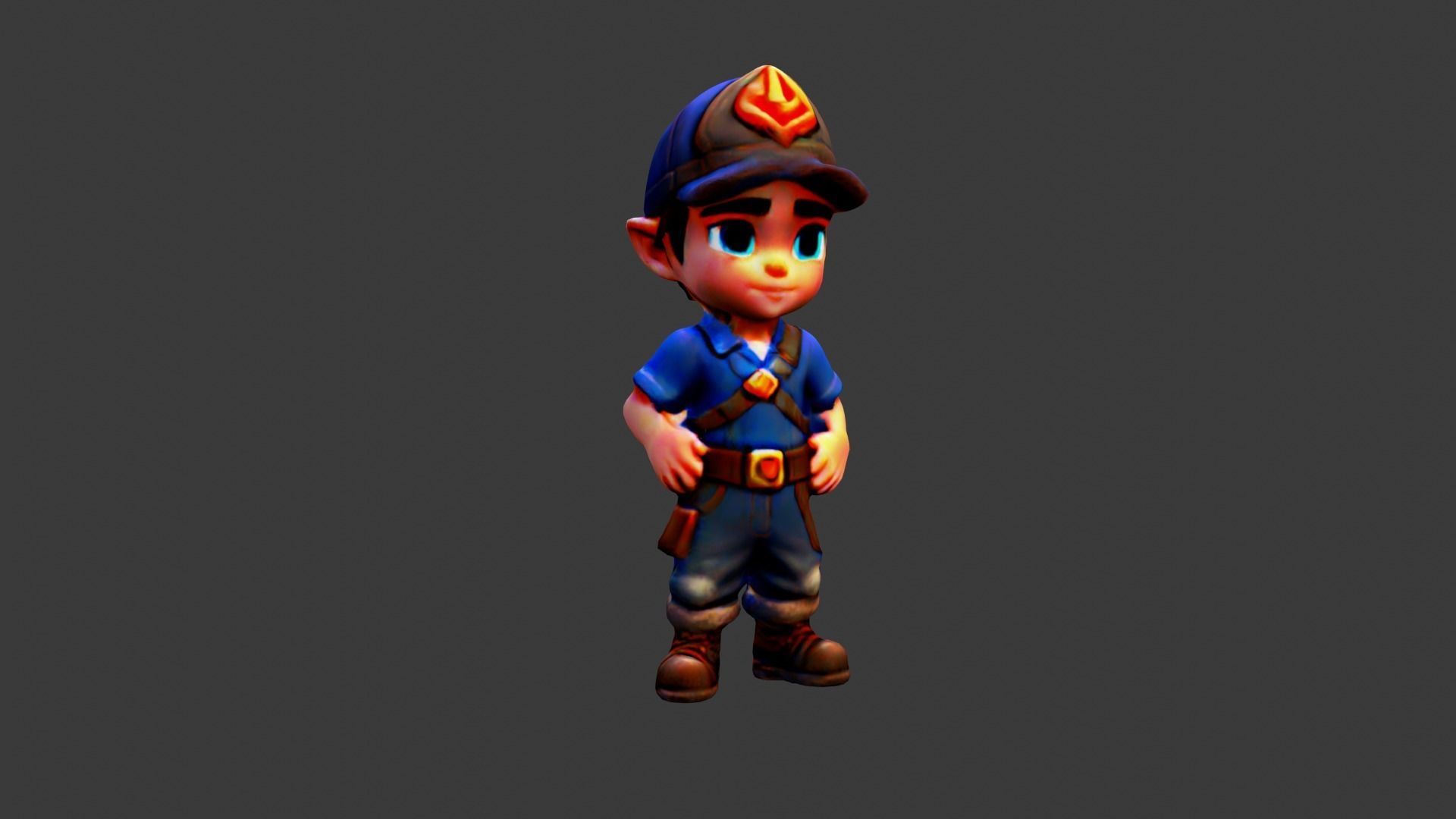 Kid Cartoon Character Low-poly 3D model_4