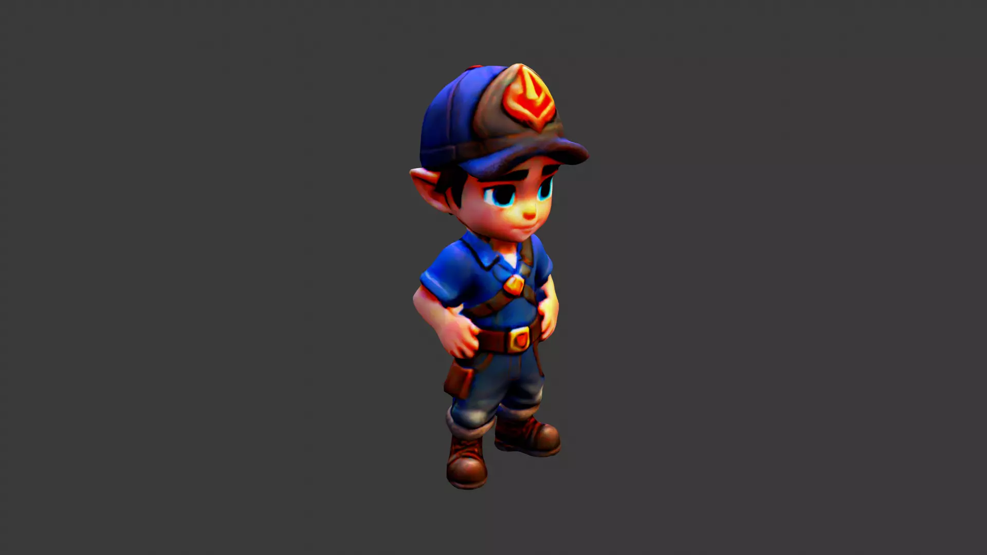 Kid Cartoon Character Low-poly 3D model_0