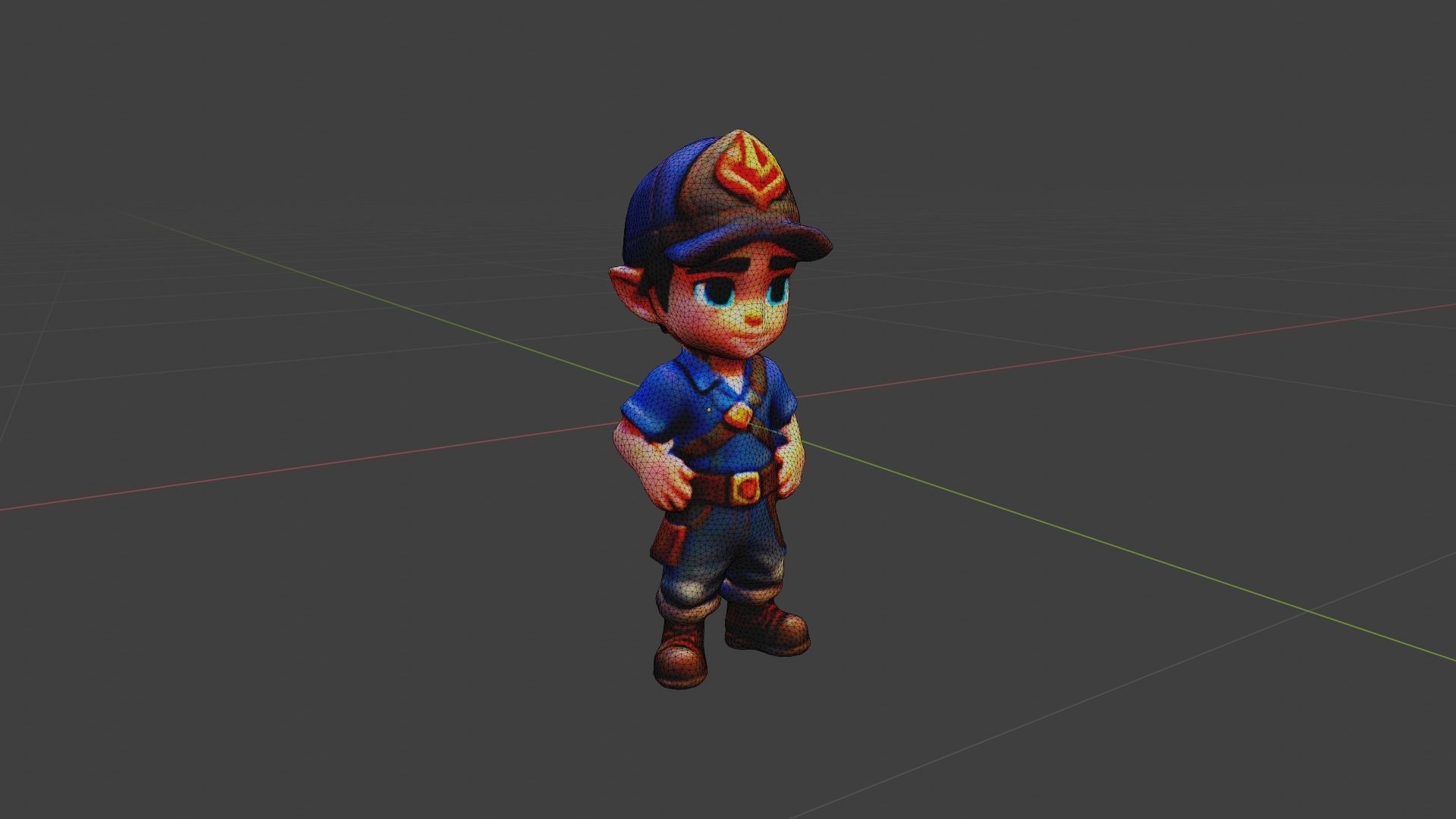 Kid Cartoon Character Low-poly 3D model_7