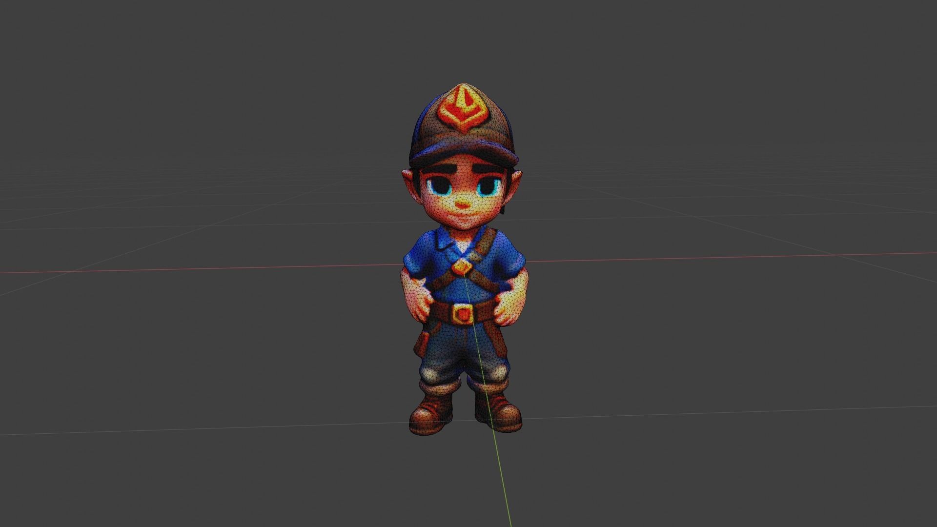 Kid Cartoon Character Low-poly 3D model_6