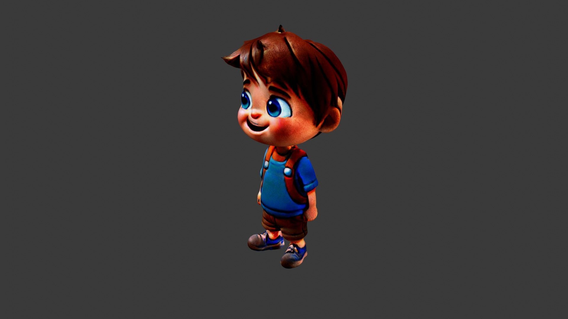 Boy Cartoon Character Low-poly 3D model_2