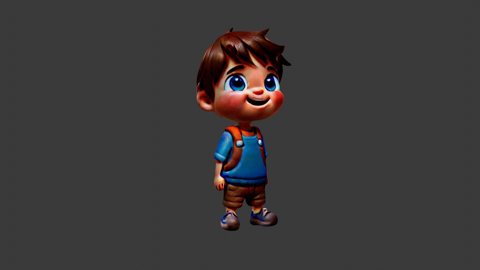 Boy Cartoon Character Low-poly 3D model_4