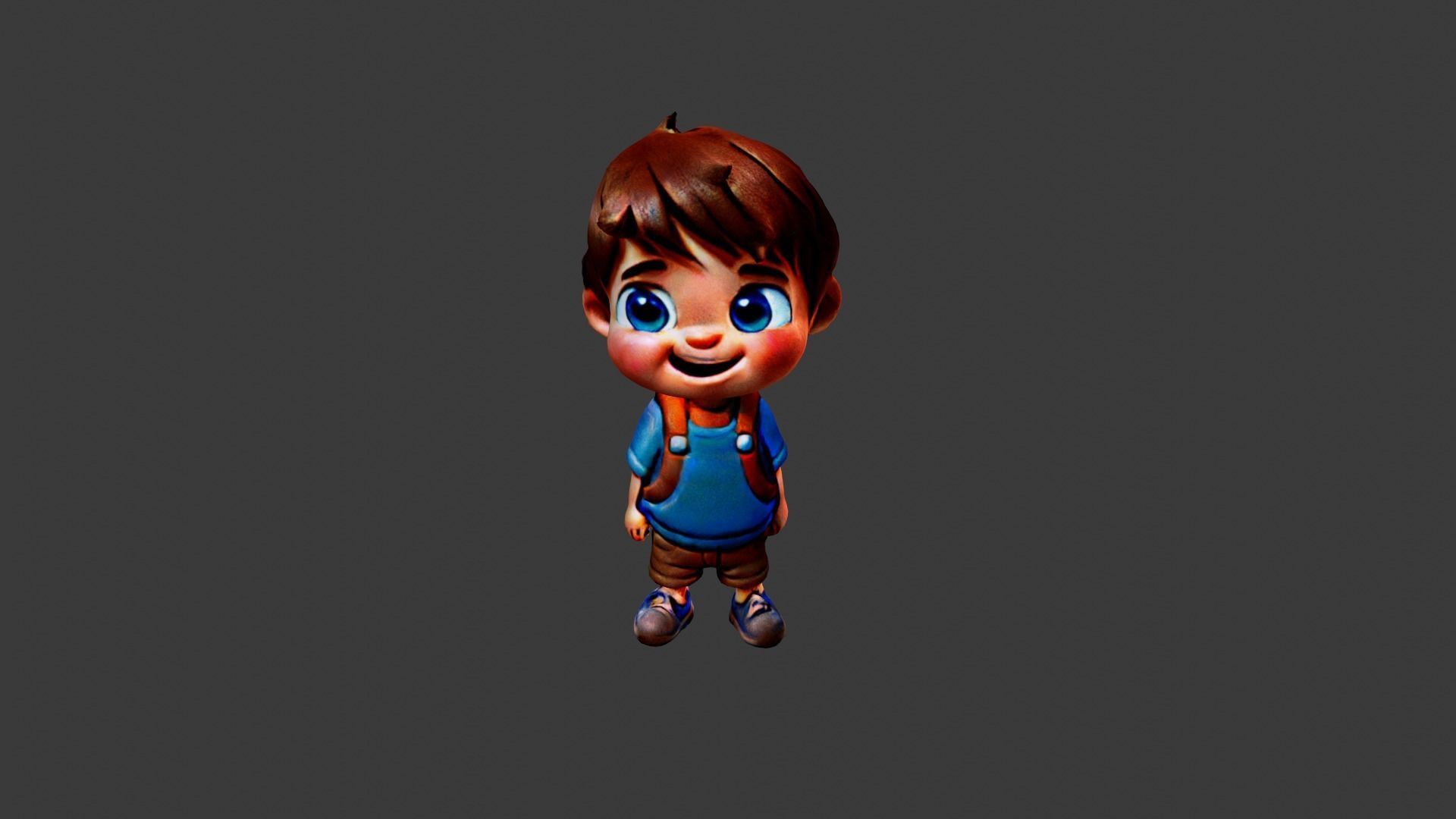 Boy Cartoon Character Low-poly 3D model_5