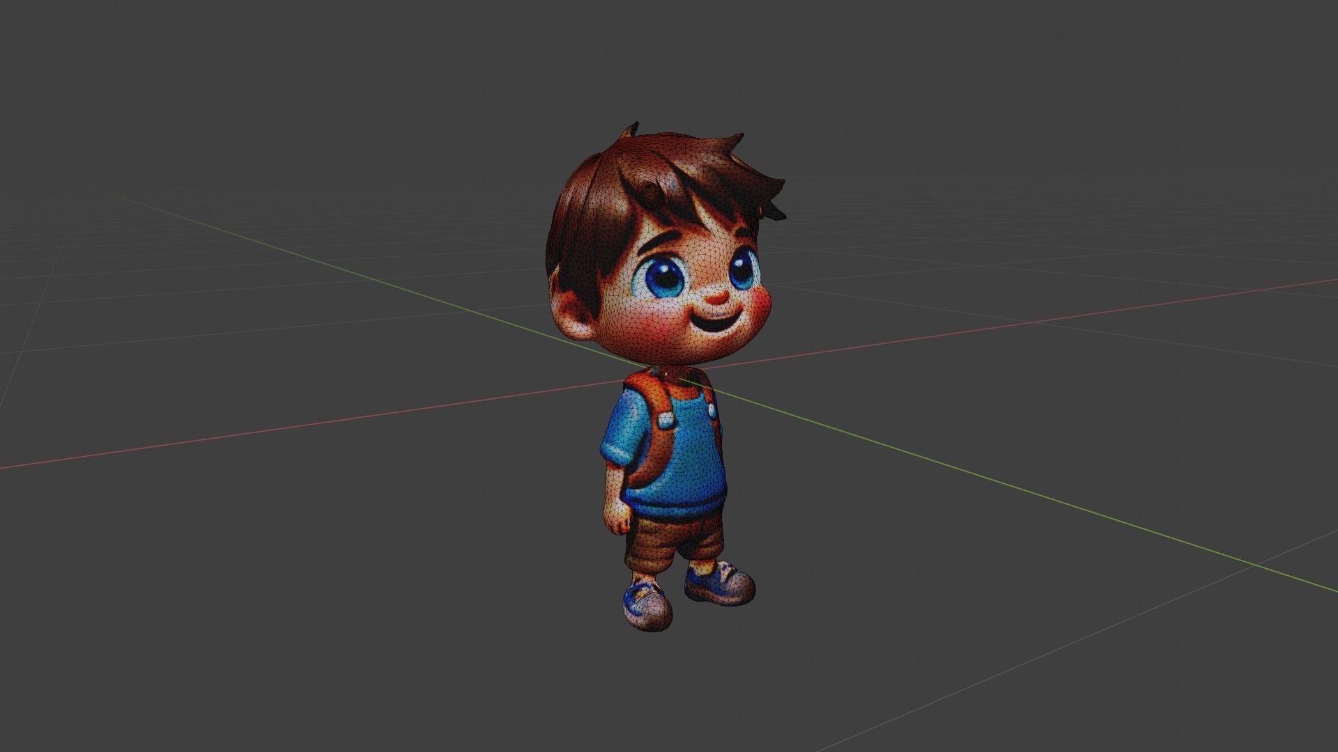 Boy Cartoon Character Low-poly 3D model_7