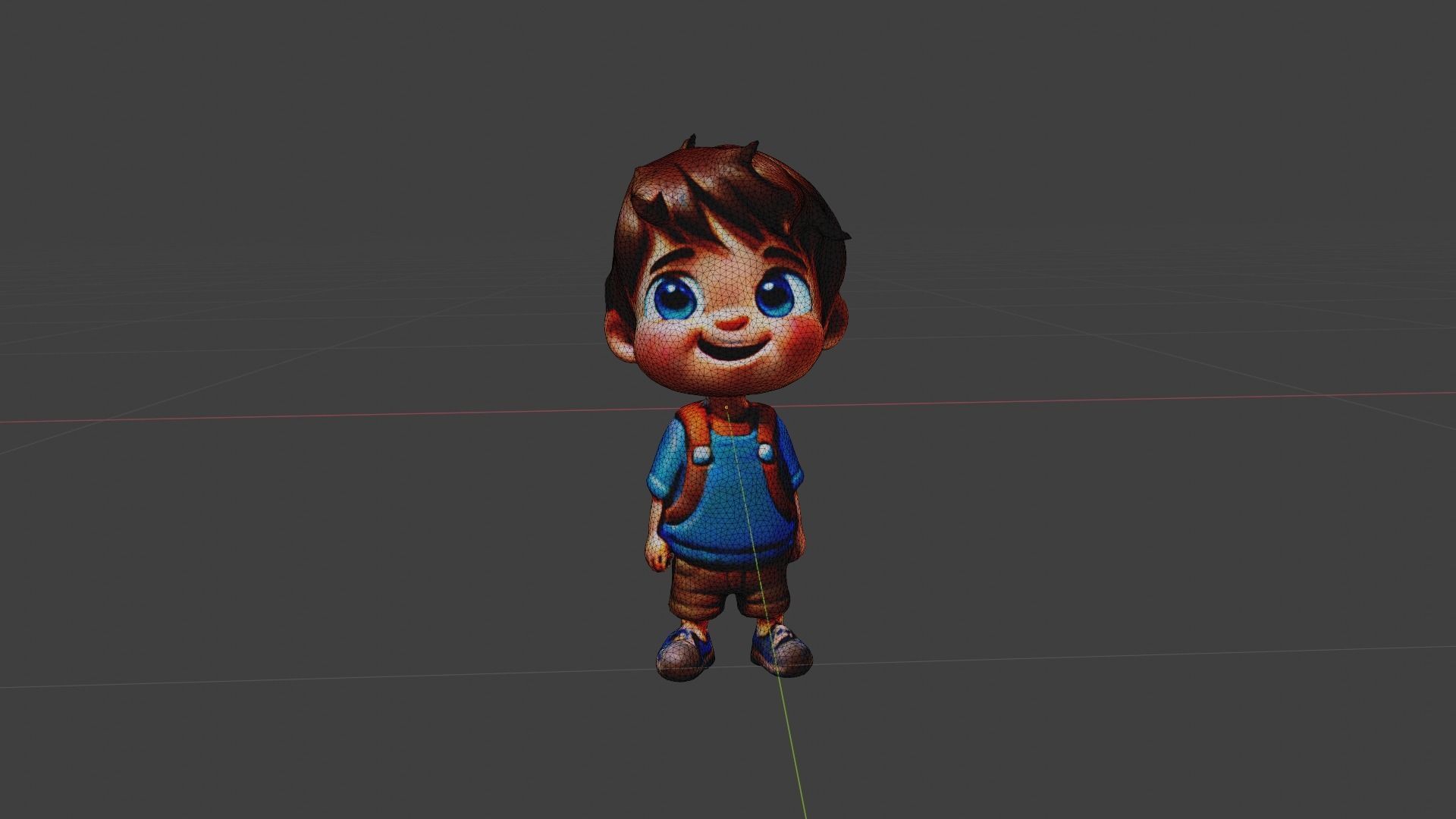 Boy Cartoon Character Low-poly 3D model_6