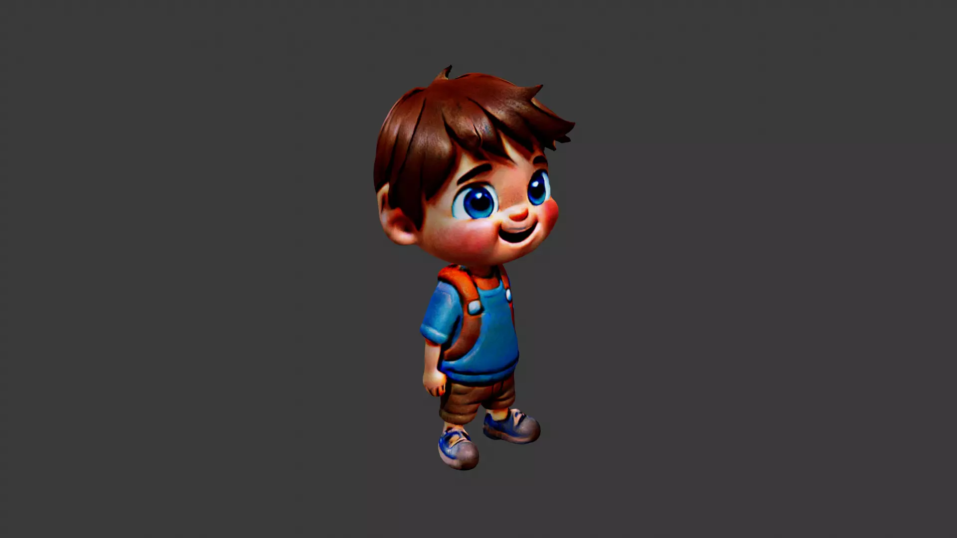 Boy Cartoon Character Low-poly 3D model_0
