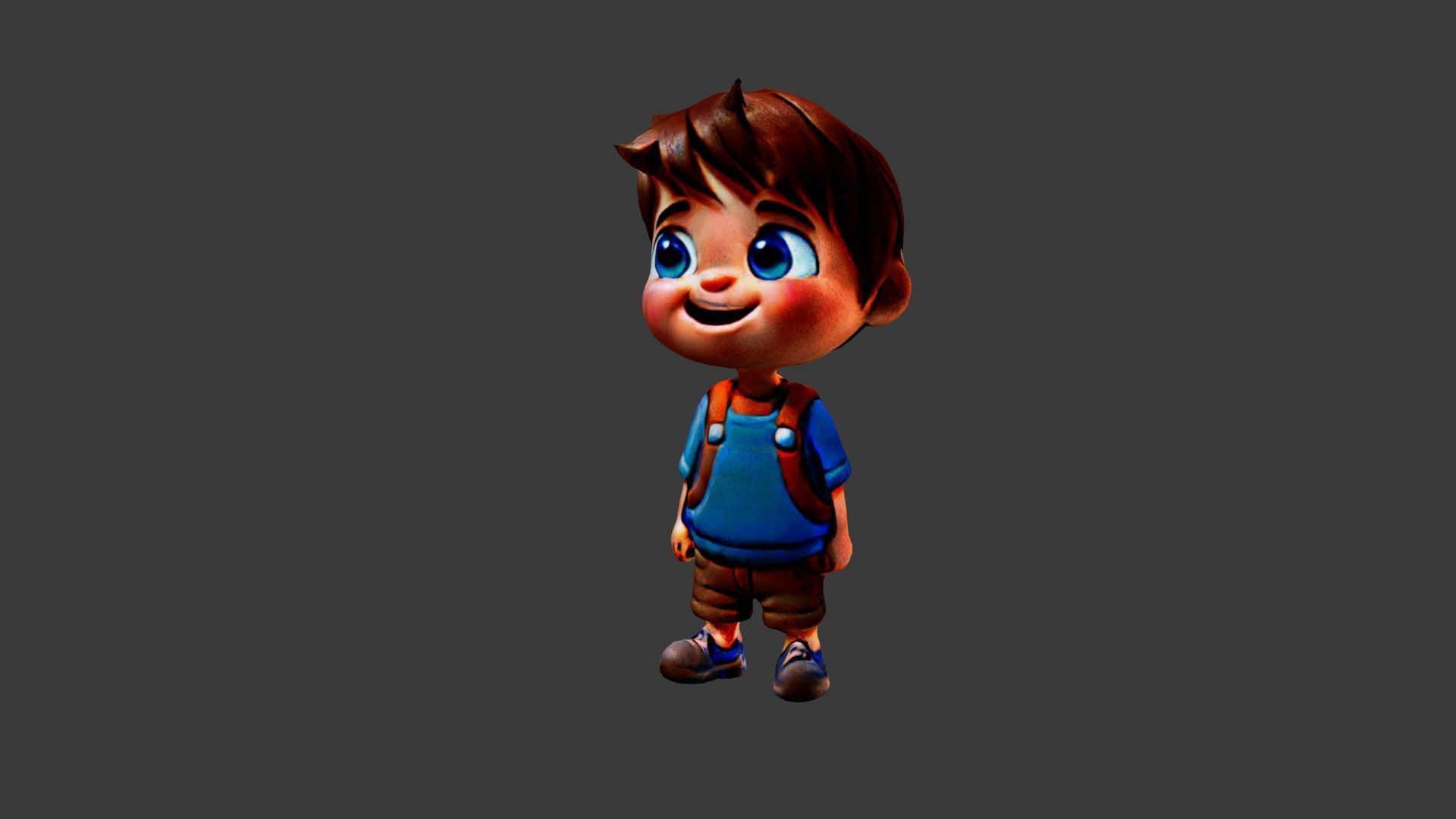 Boy Cartoon Character Low-poly 3D model_3