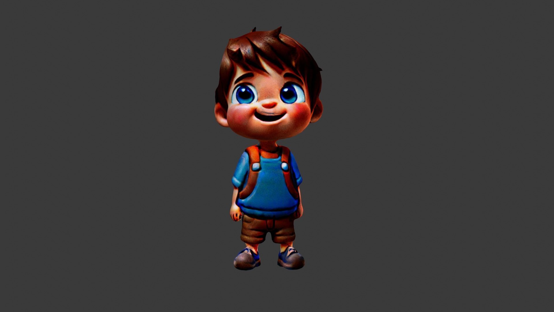 Boy Cartoon Character Low-poly 3D model_1
