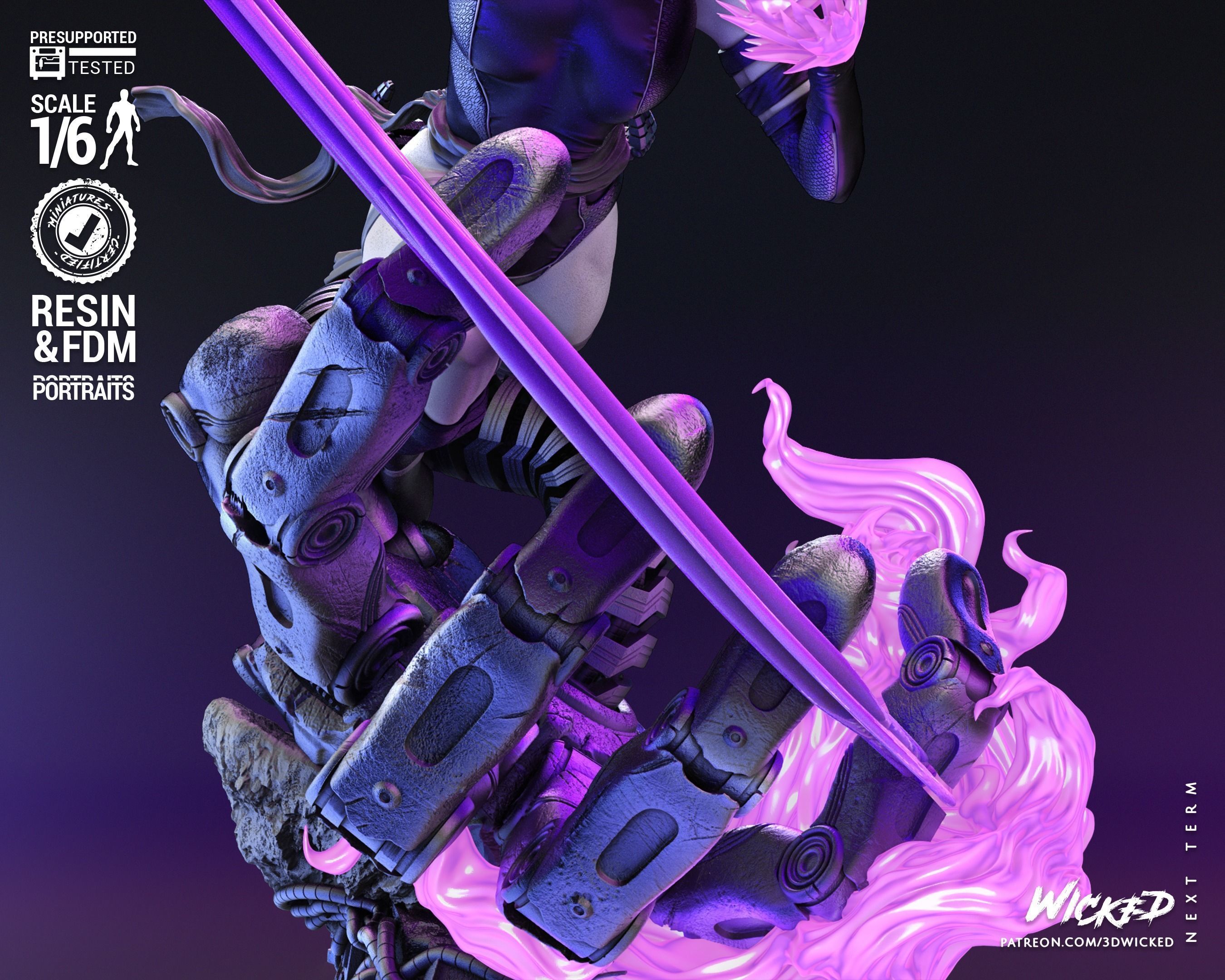 Wicked Marvel Psylocke Sculpture Tested for 3D printing 3D print model_56