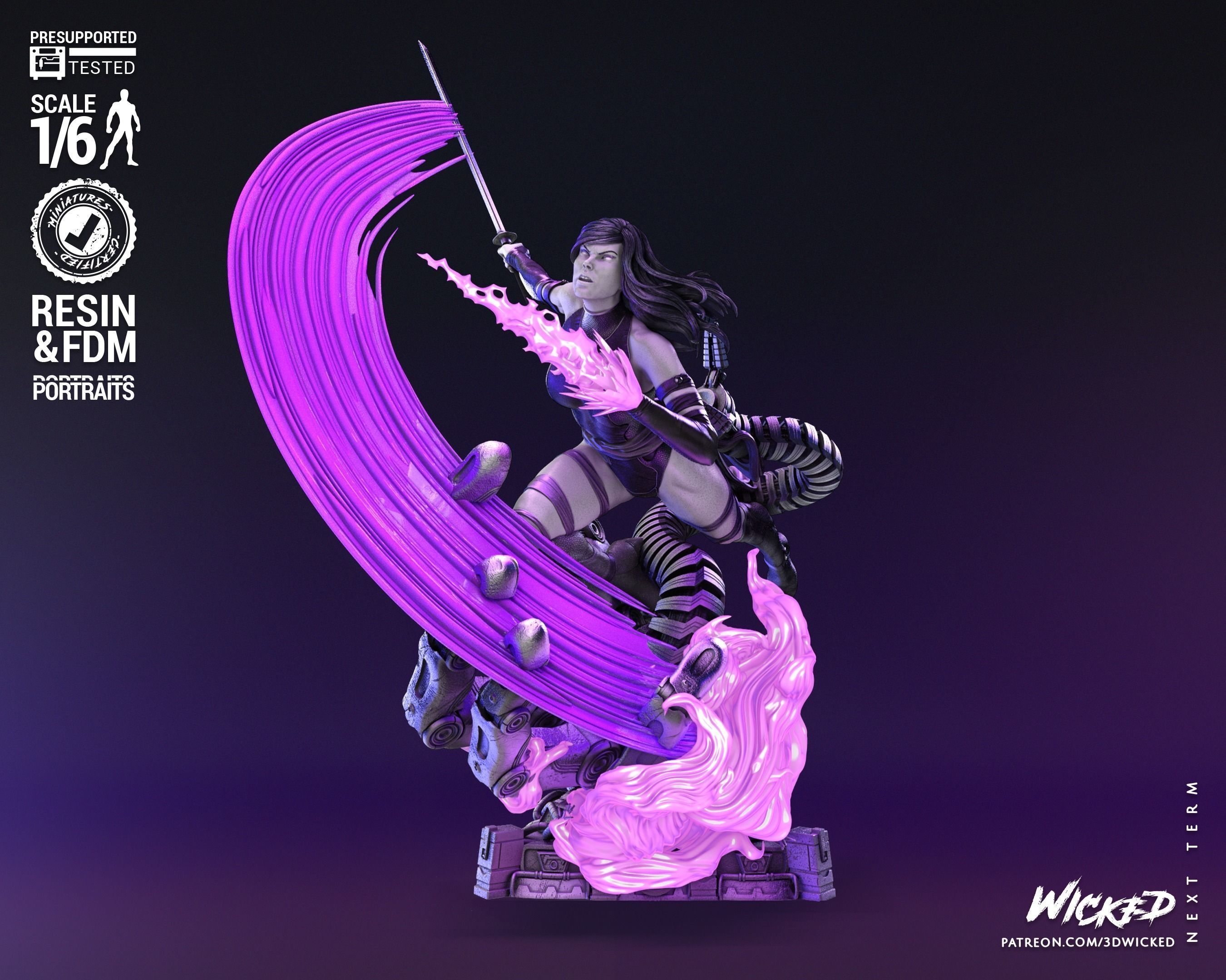 Wicked Marvel Psylocke Sculpture Tested for 3D printing 3D print model_17