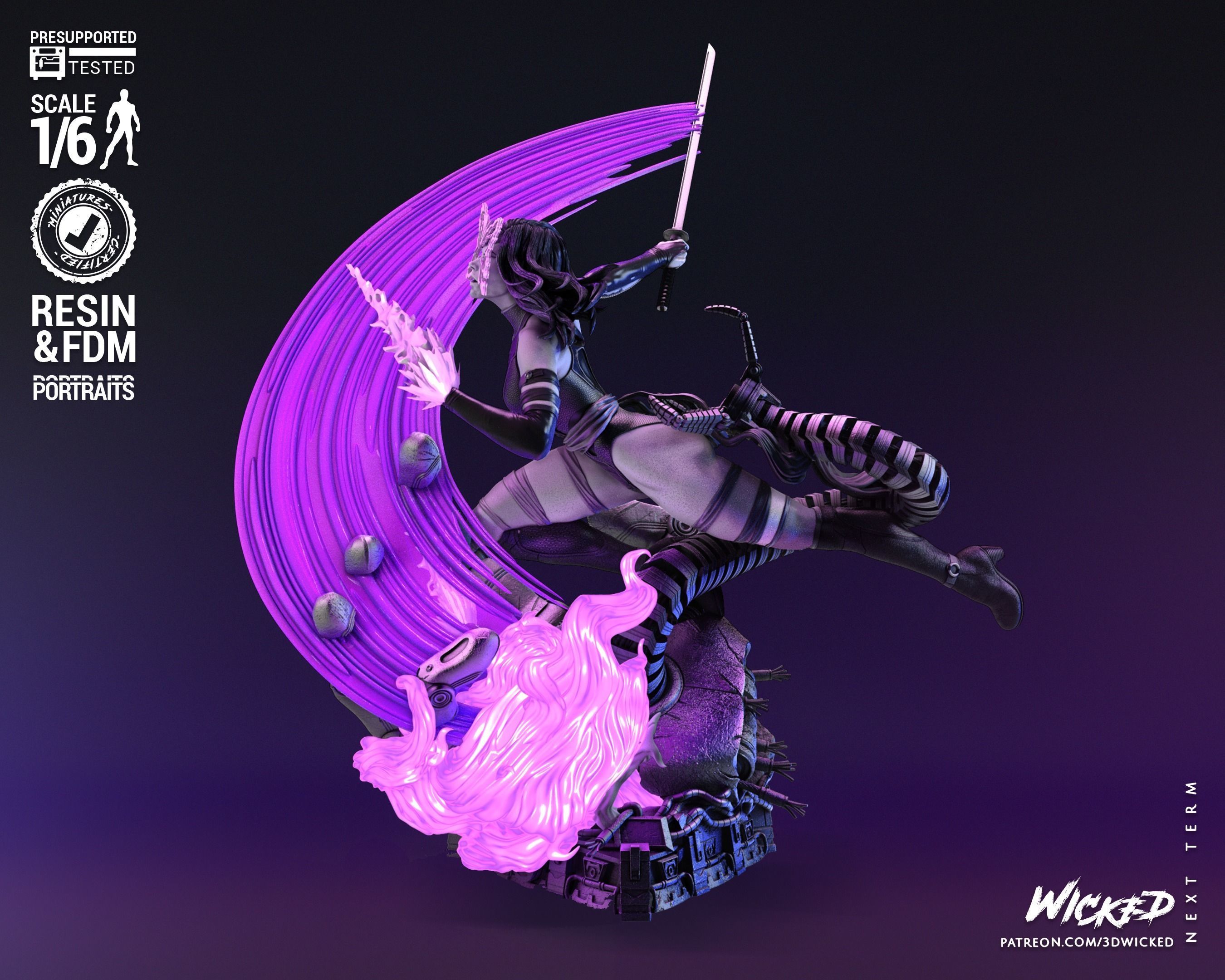Wicked Marvel Psylocke Sculpture Tested for 3D printing 3D print model_24