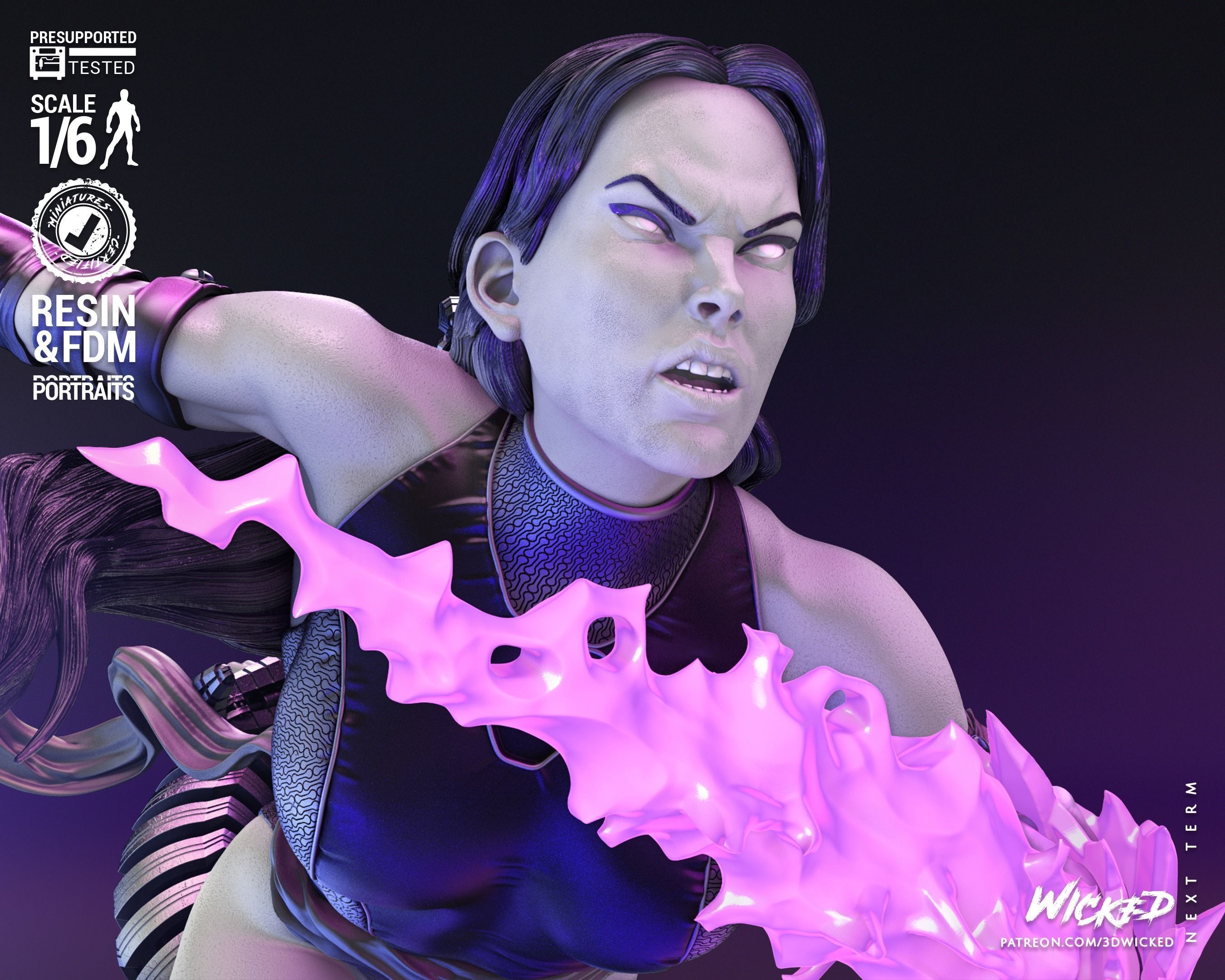 Wicked Marvel Psylocke Sculpture Tested for 3D printing 3D print model_55