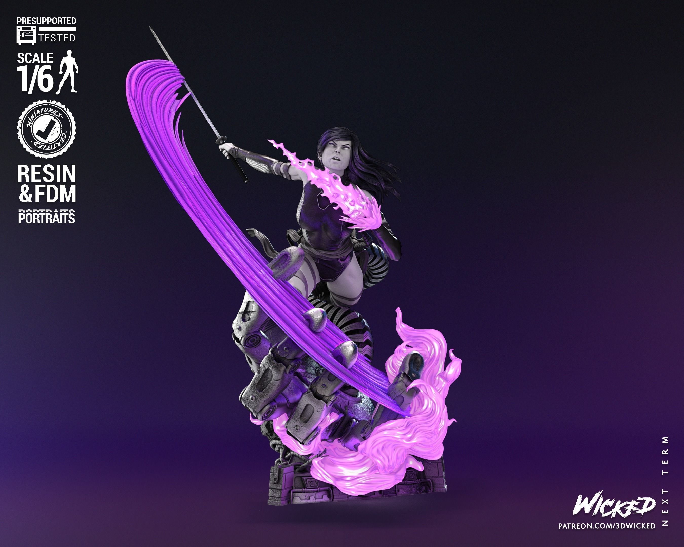 Wicked Marvel Psylocke Sculpture Tested for 3D printing 3D print model_21