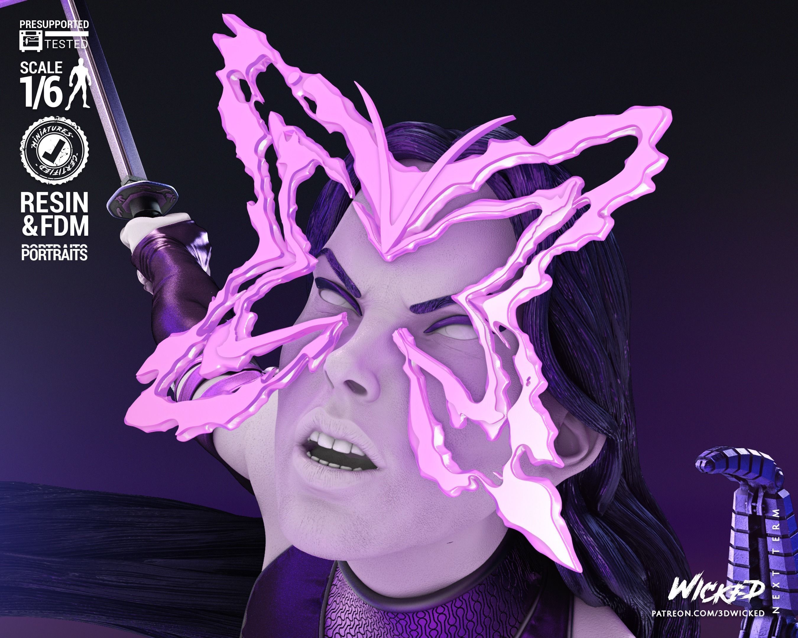 Wicked Marvel Psylocke Sculpture Tested for 3D printing 3D print model_30