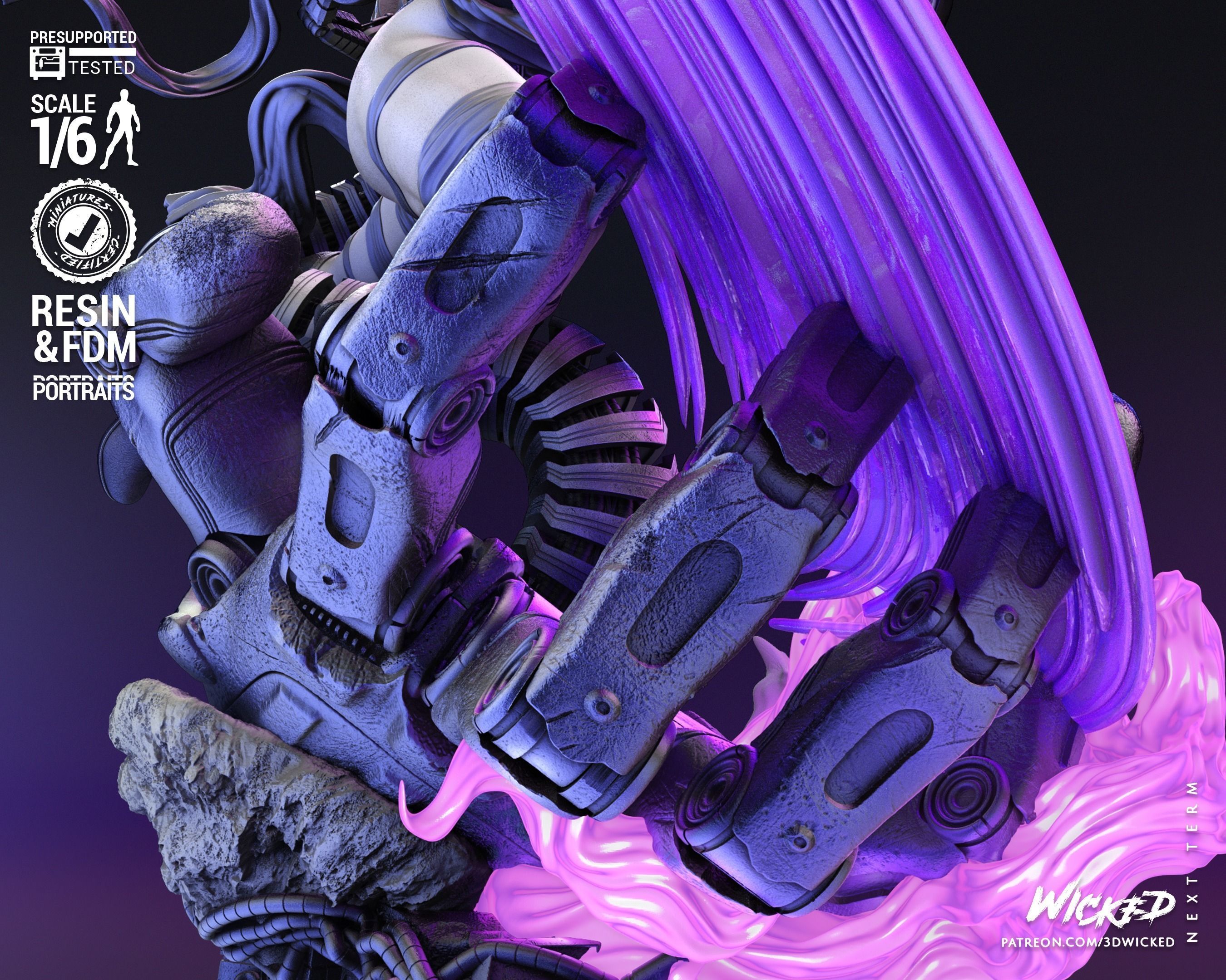 Wicked Marvel Psylocke Sculpture Tested for 3D printing 3D print model_36