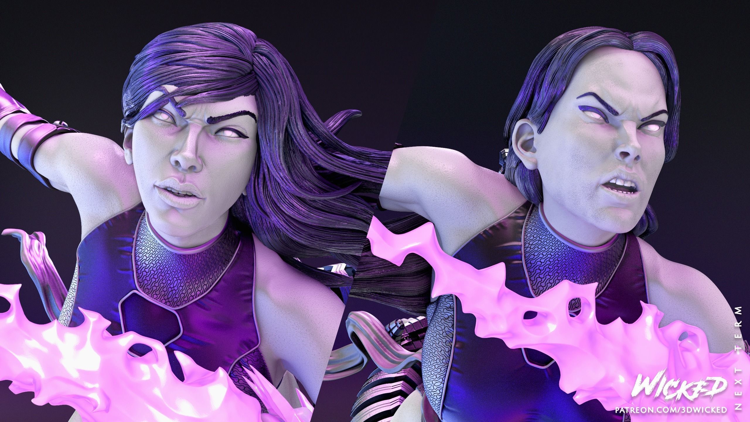 Wicked Marvel Psylocke Sculpture Tested for 3D printing 3D print model_44