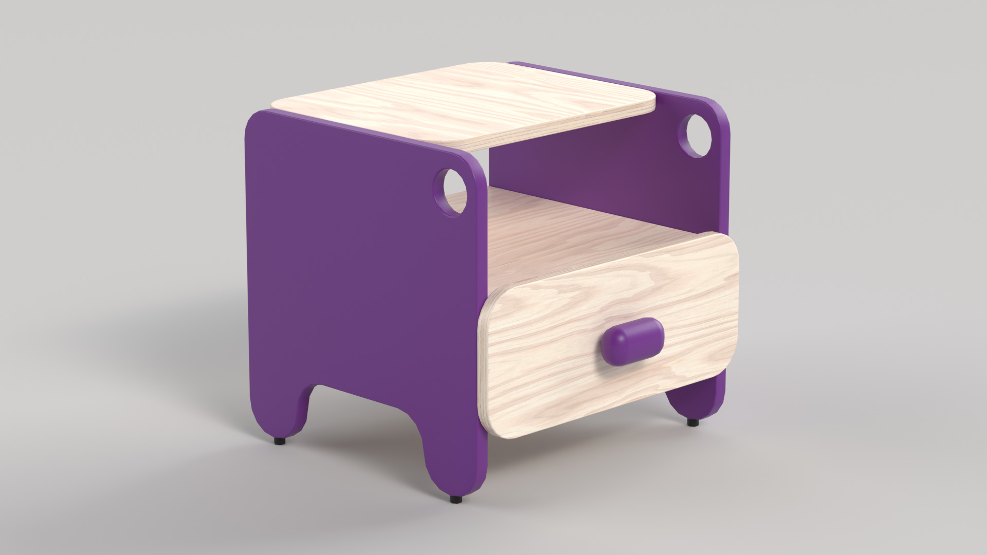 Table 9 Bed Side Table with Drawer Low-poly 3D model_3