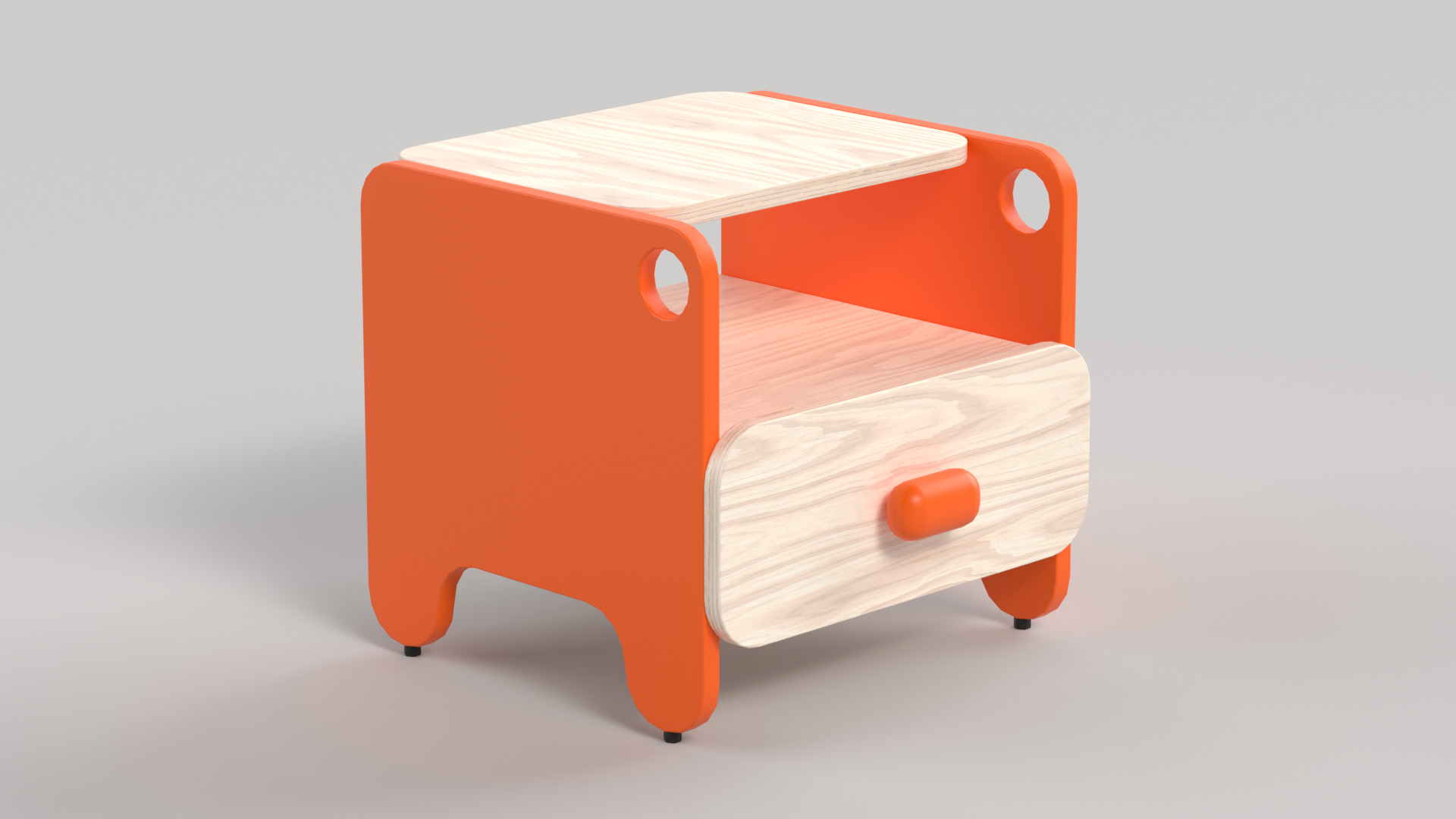 Table 9 Bed Side Table with Drawer Low-poly 3D model_2