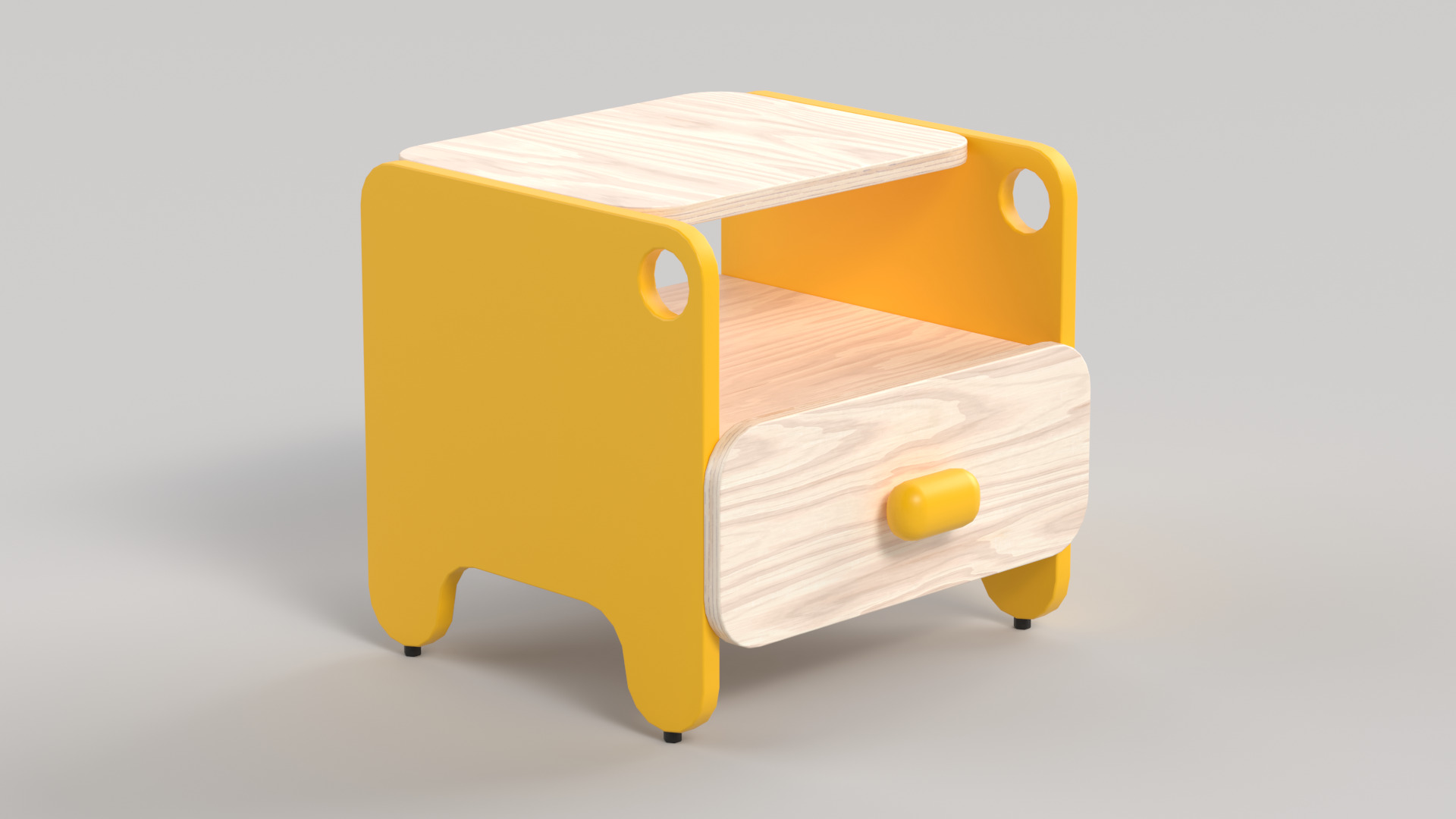 Table 9 Bed Side Table with Drawer Low-poly 3D model_5