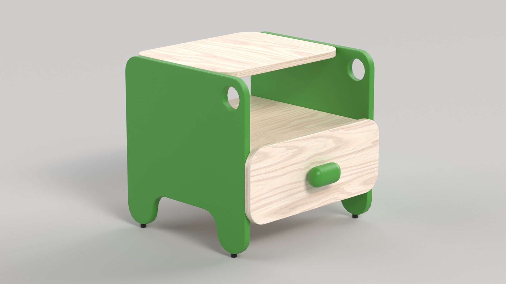 Table 9 Bed Side Table with Drawer Low-poly 3D model_1