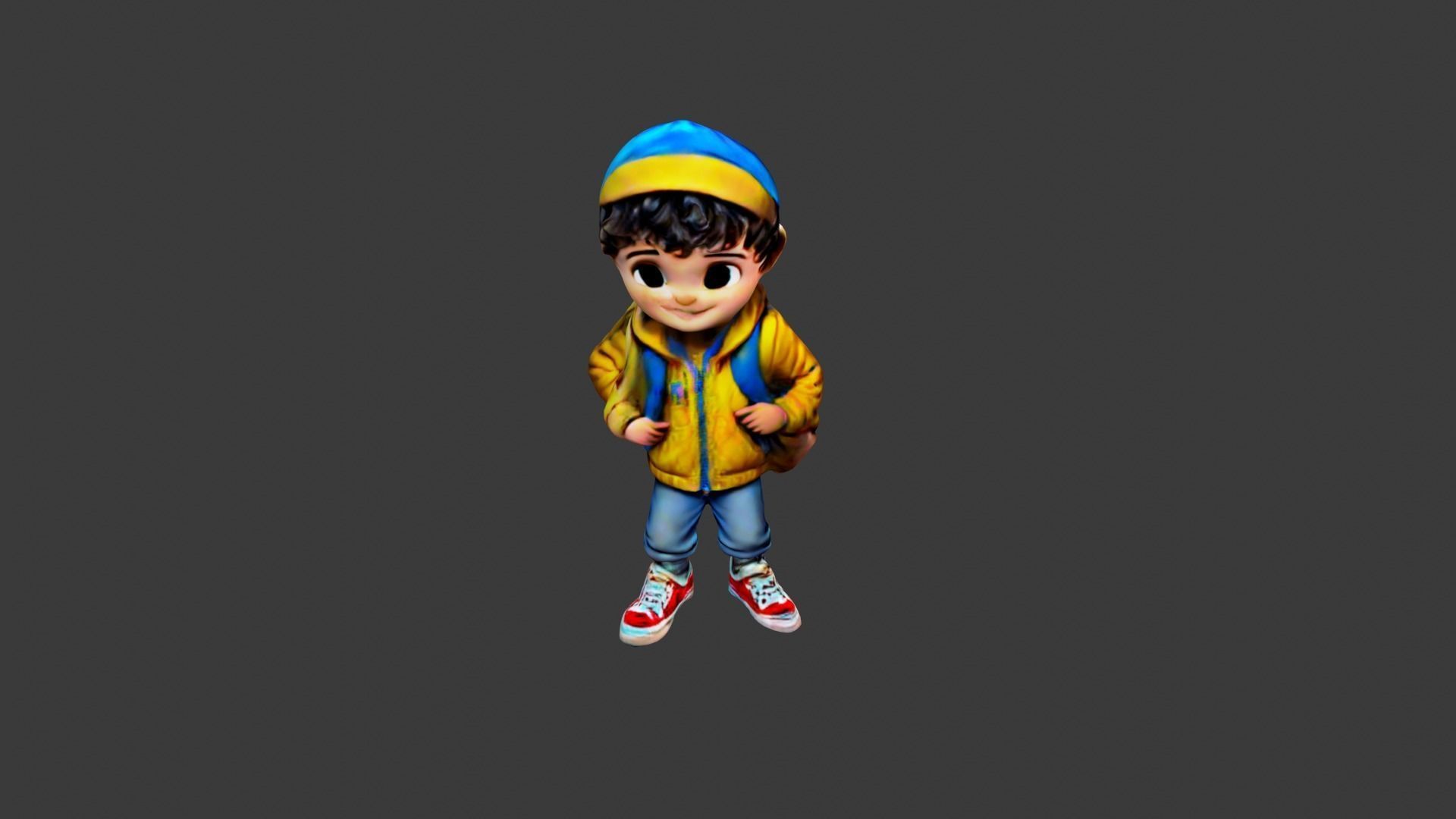 Boy Cartoon Character Low-poly 3D model_5