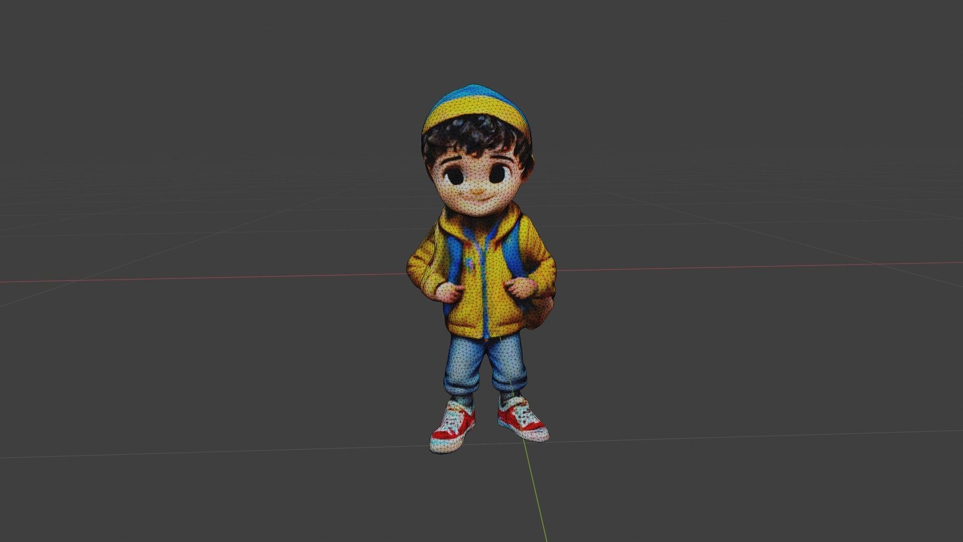 Boy Cartoon Character Low-poly 3D model_6
