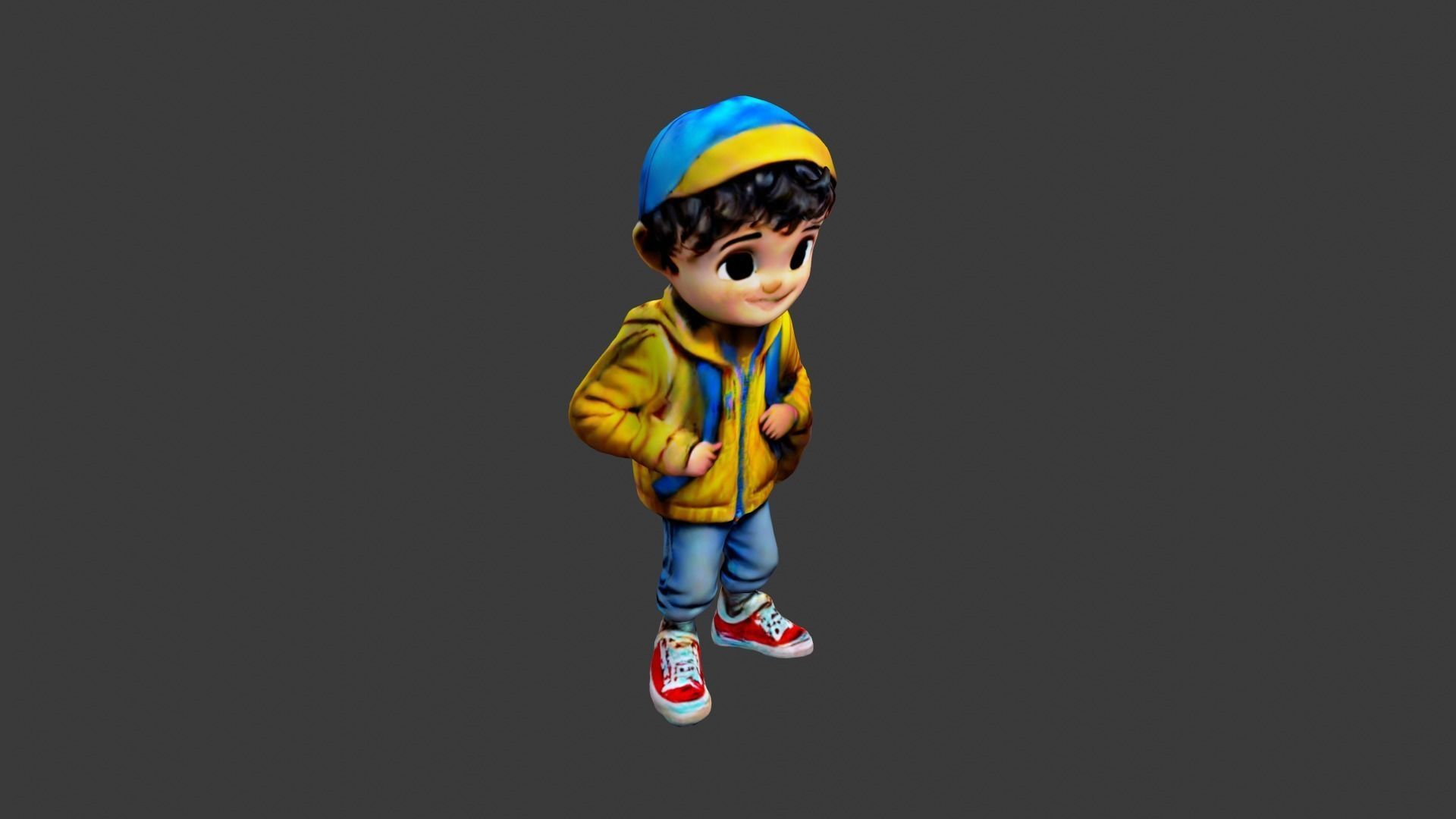 Boy Cartoon Character Low-poly 3D model_2
