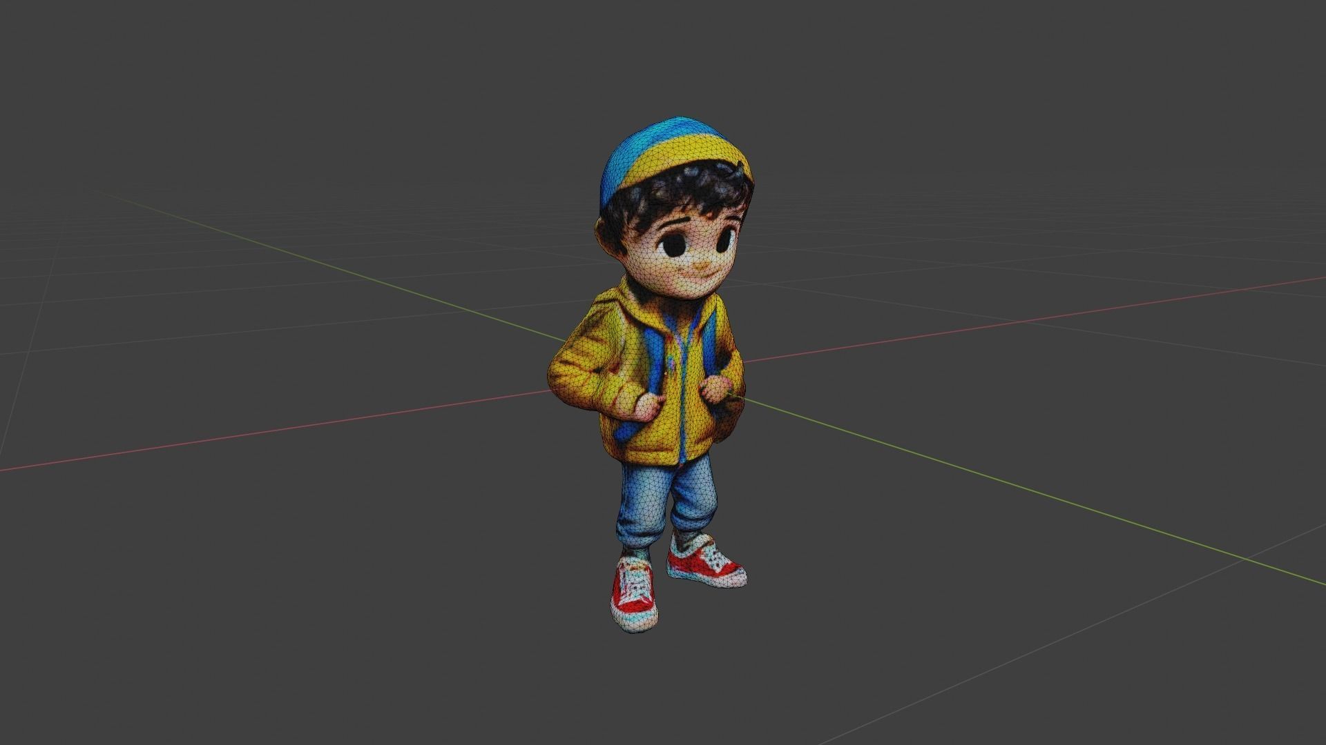 Boy Cartoon Character Low-poly 3D model_7