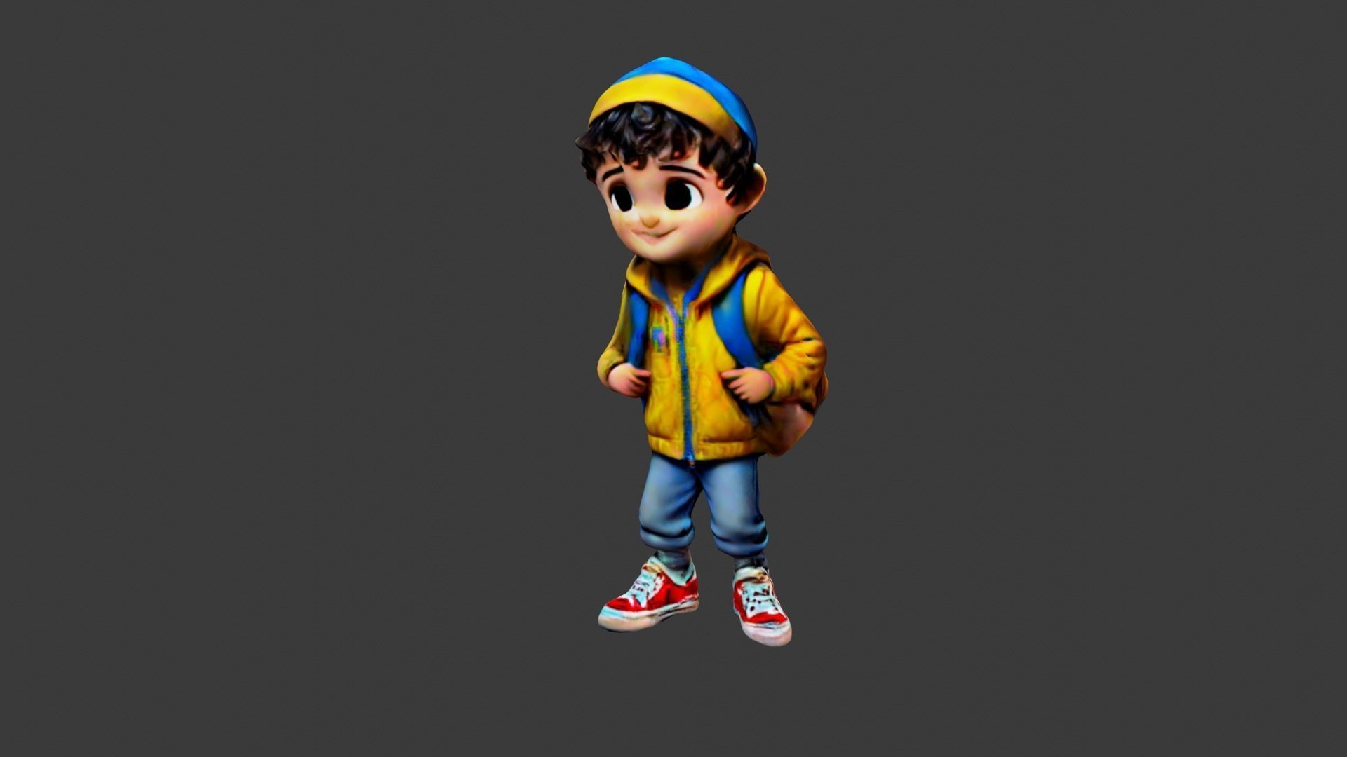 Boy Cartoon Character Low-poly 3D model_1