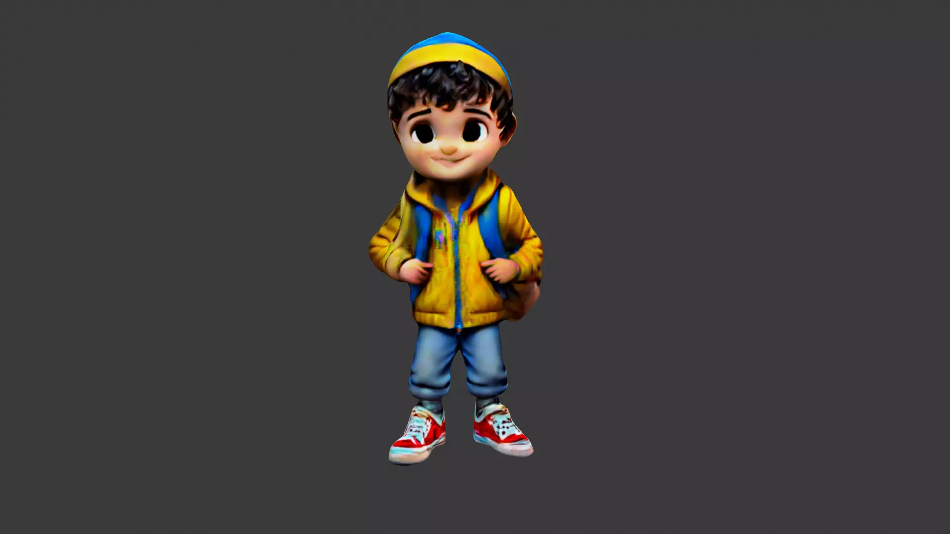 Boy Cartoon Character Low-poly 3D model_0