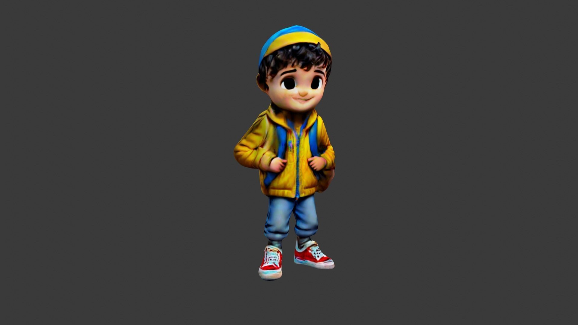 Boy Cartoon Character Low-poly 3D model_4