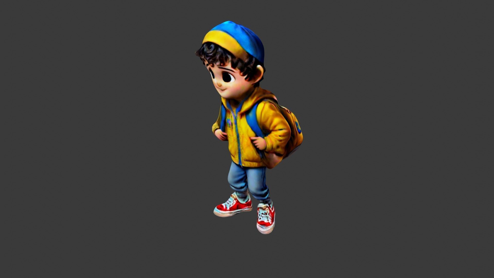 Boy Cartoon Character Low-poly 3D model_3