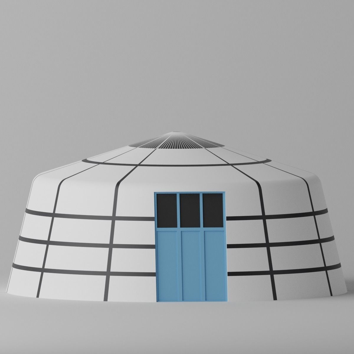 Cartoon Mongolian Yurt 2 3D model_9