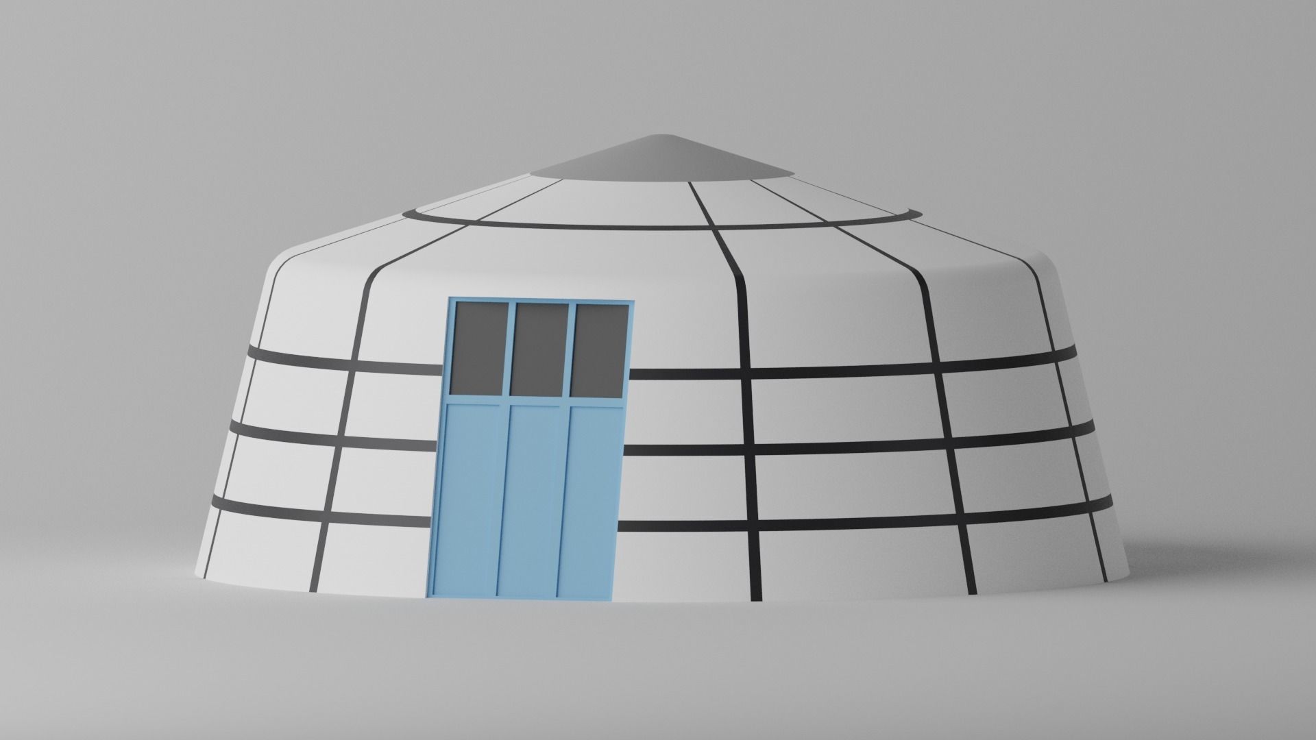 Cartoon Mongolian Yurt 2 3D model_1