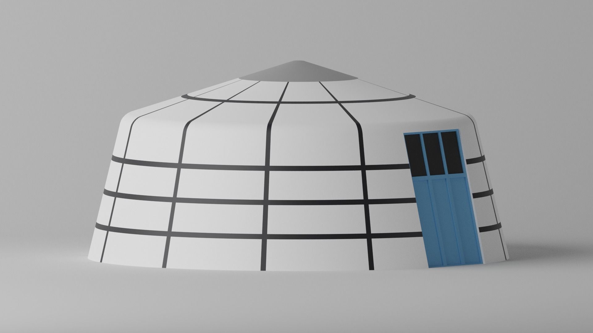 Cartoon Mongolian Yurt 2 3D model_7