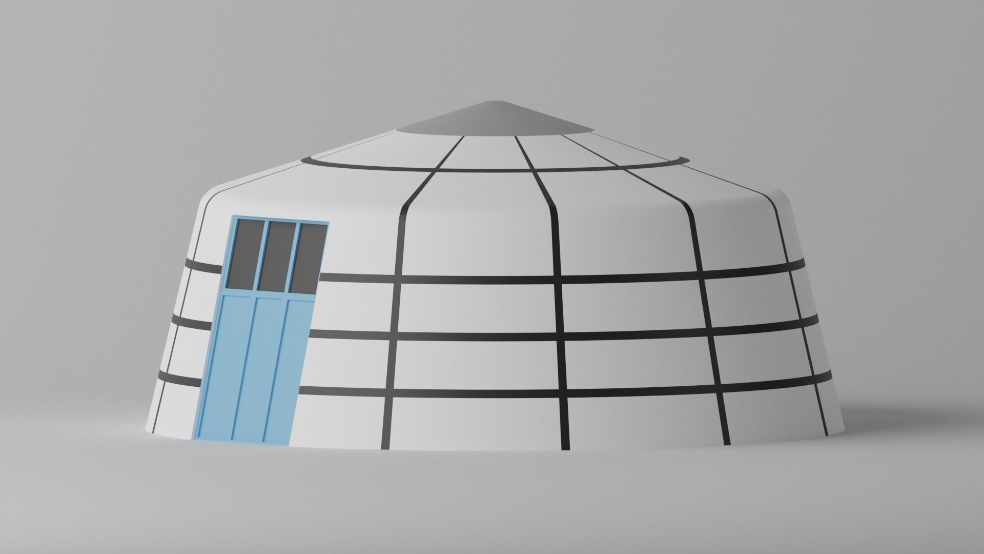 Cartoon Mongolian Yurt 2 3D model_2