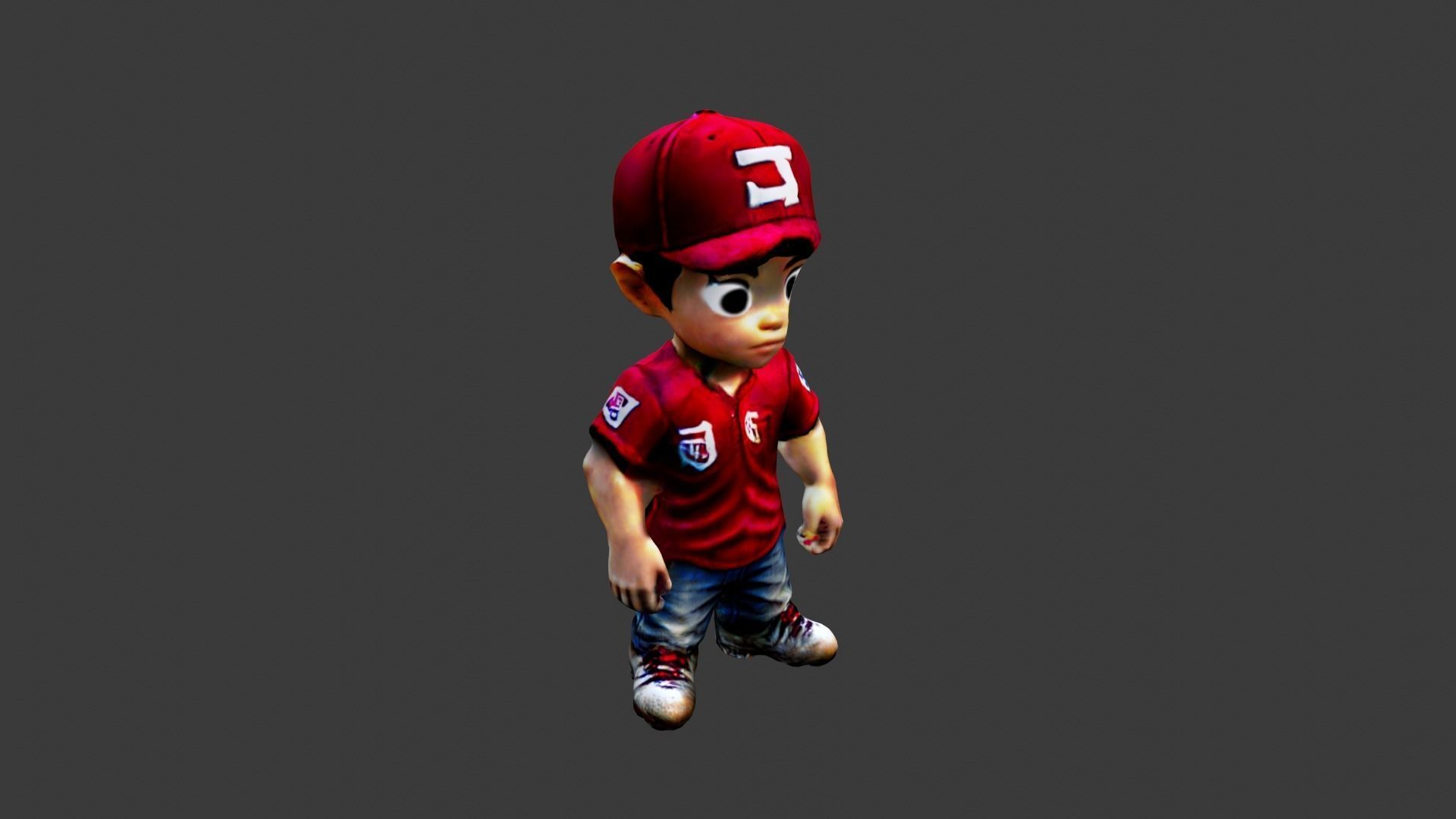 Boy Cartoon Character Low-poly 3D model_1