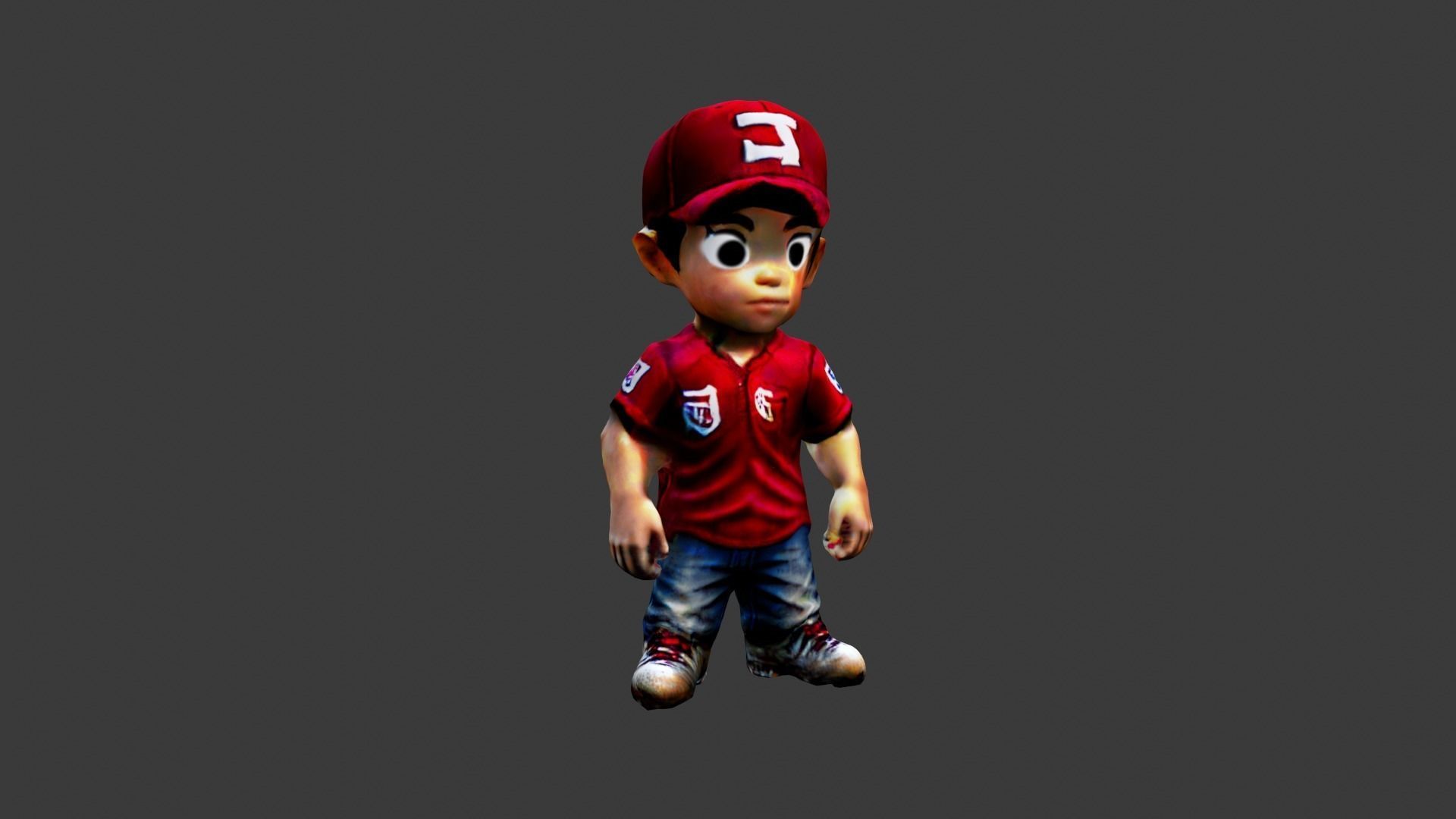 Boy Cartoon Character Low-poly 3D model_4