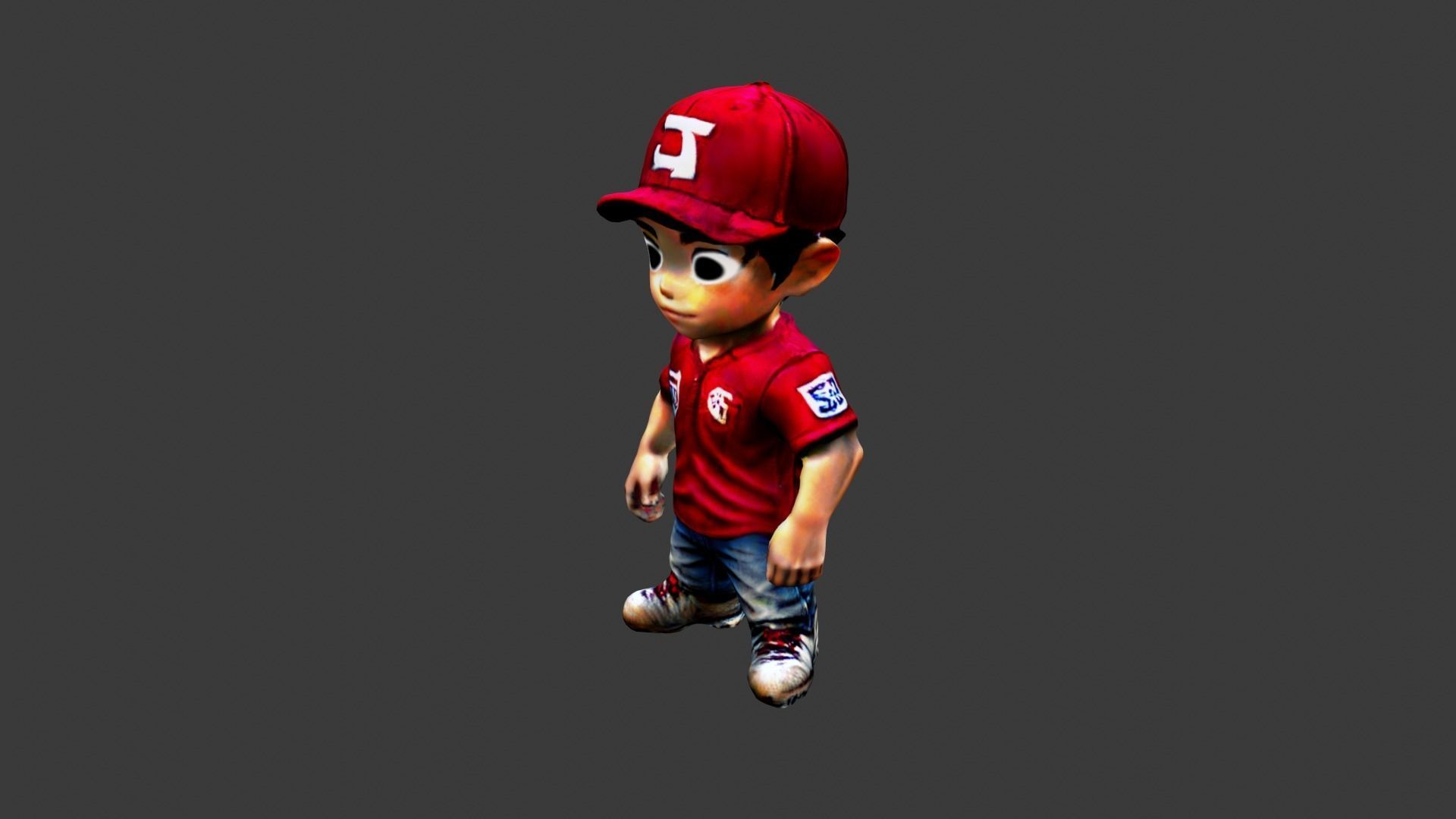 Boy Cartoon Character Low-poly 3D model_2