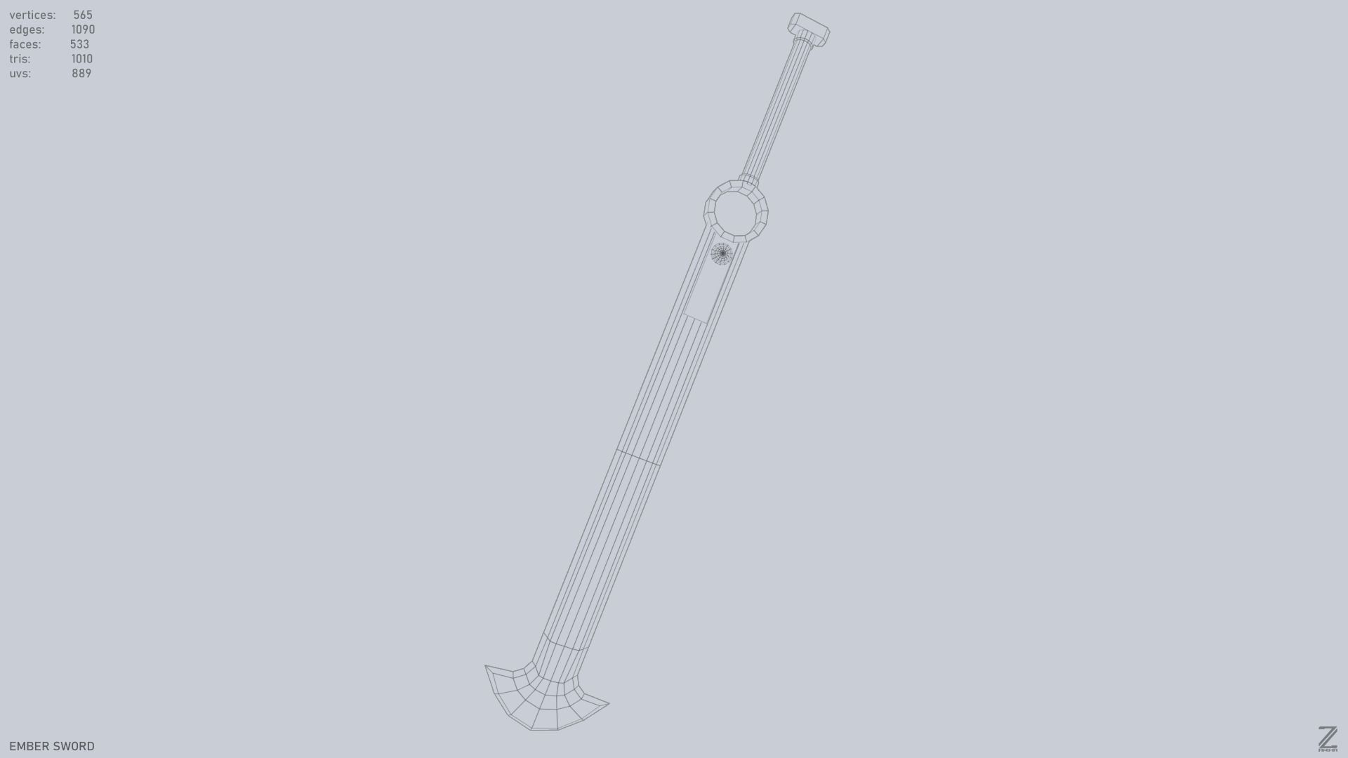 Ember sword Low-poly 3D model_11