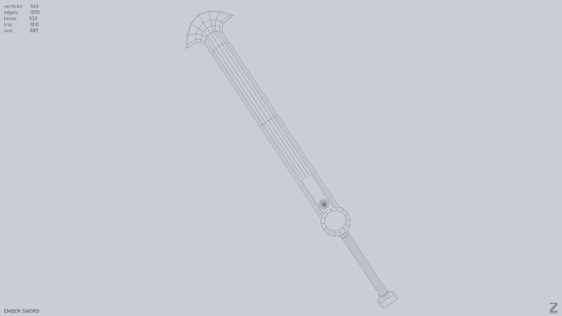 Ember sword Low-poly 3D model_9