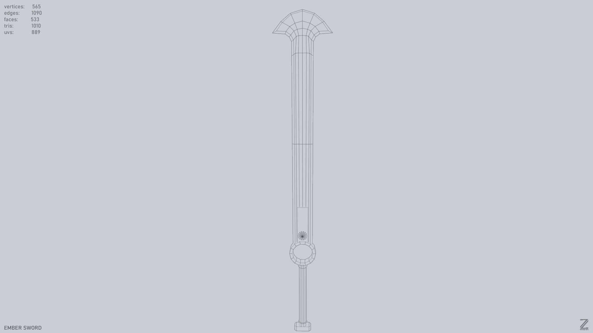 Ember sword Low-poly 3D model_8